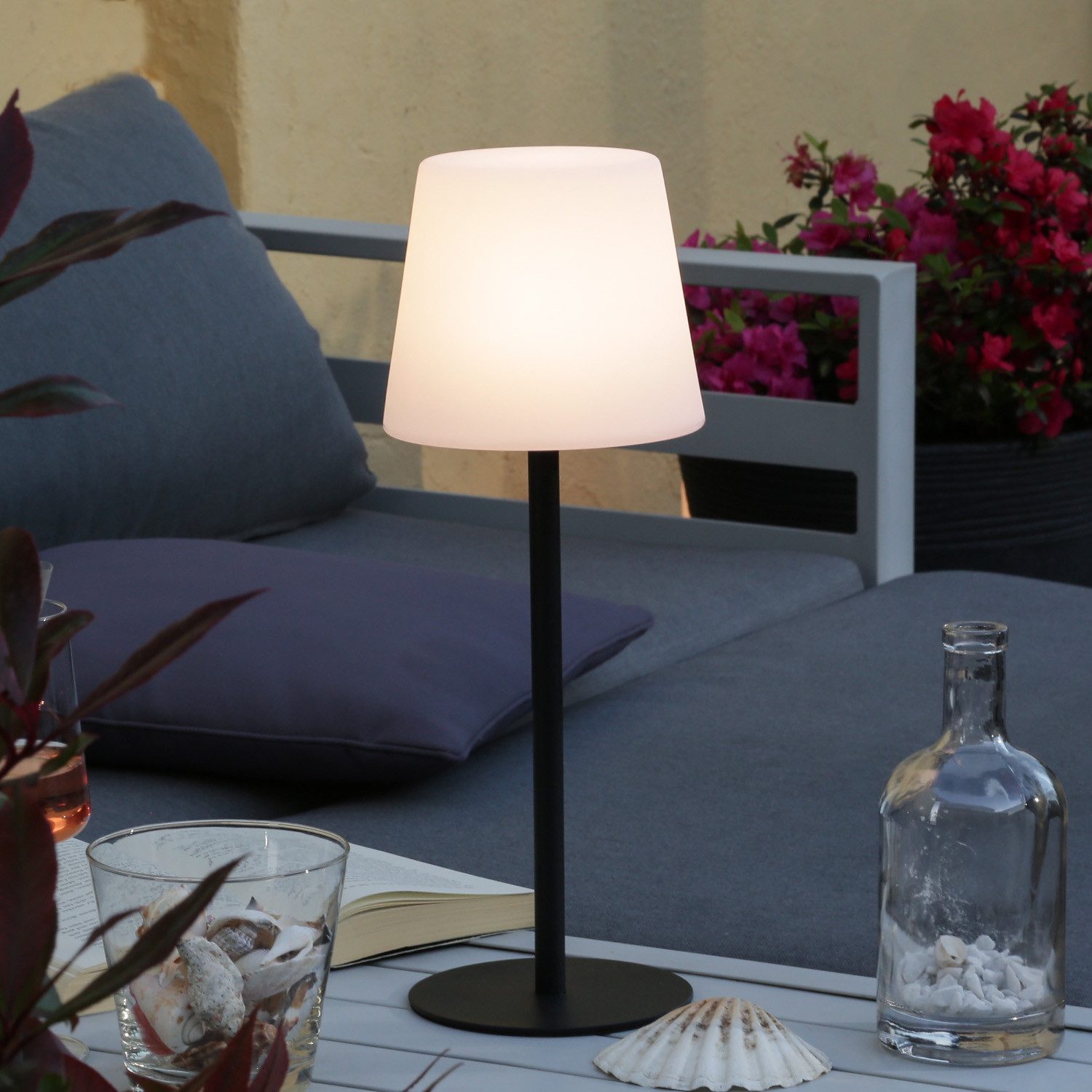 MARELIDA LED Außen-Tischleuchte LED Garten Tischleuchte für Außen Balkon 4 Helligkeitsstufen USB 40cm, LED Classic, warmweiß (2100K bis 3000K)