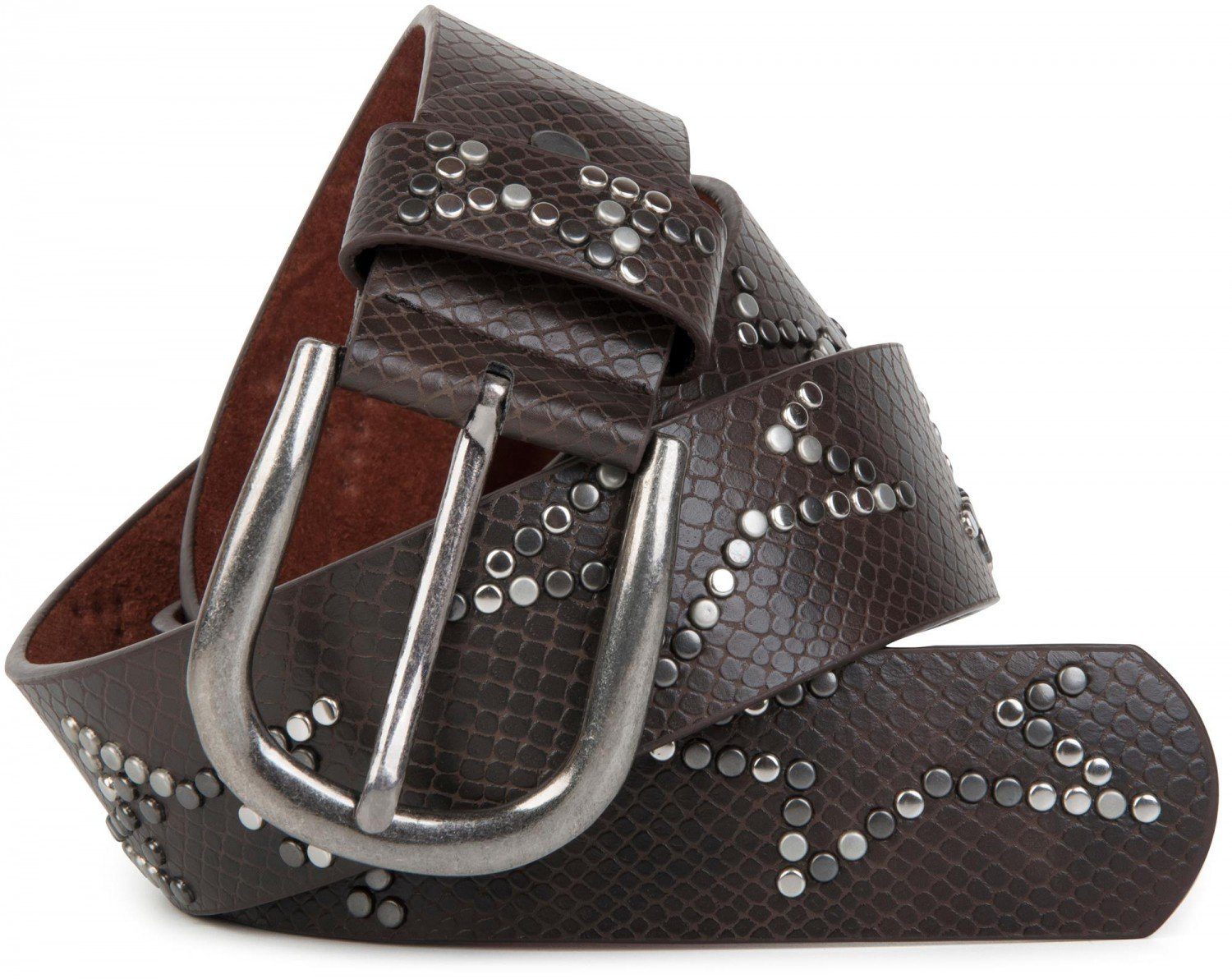 styleBREAKER Synthetikgürtel Gürtel mit Nieten in Sternform (1-St)