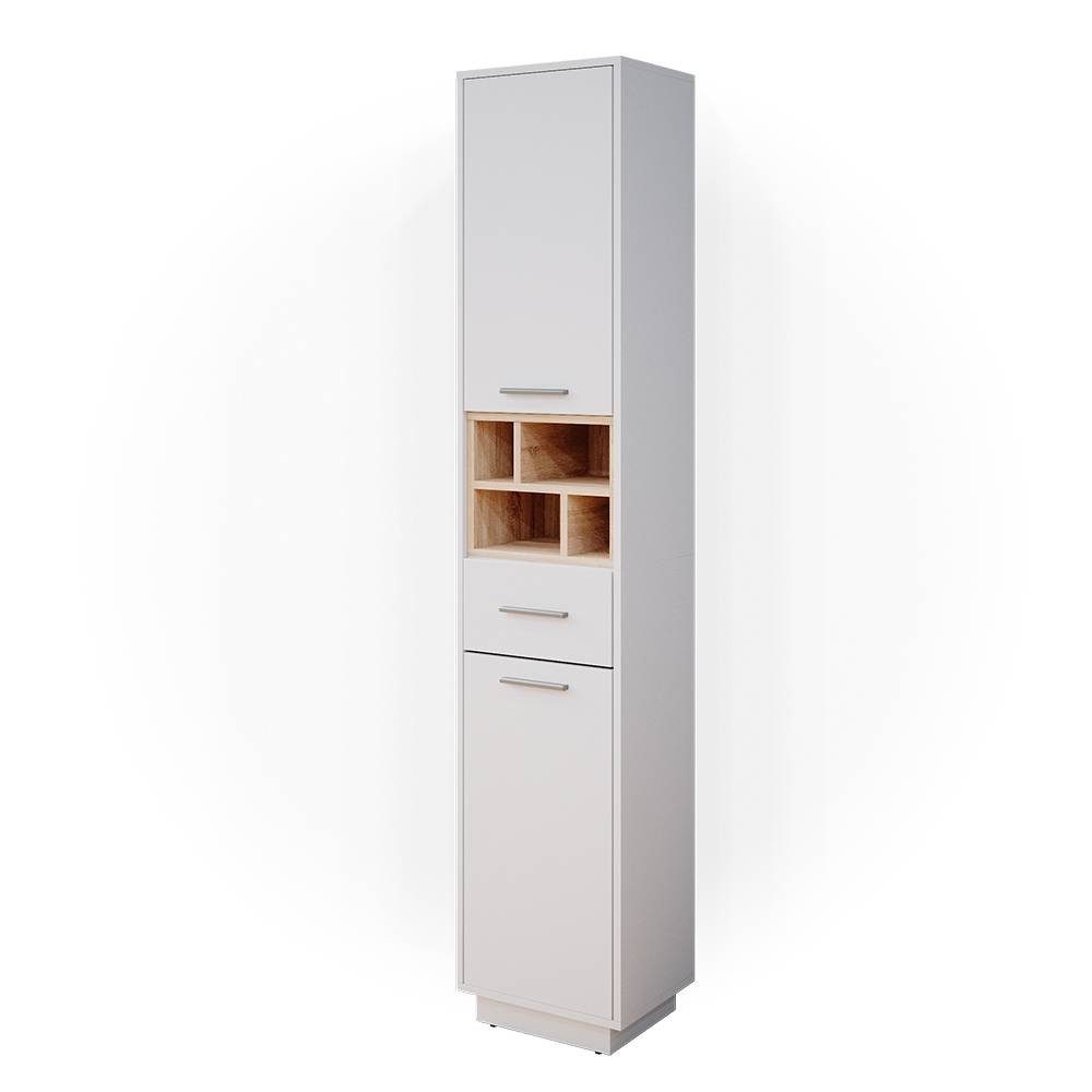 Vicco Hochschrank Beatrice, Weiß/Sonoma, 38 x 190 cm