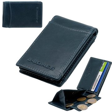 J.Jones Mini Geldbörse Kleine Herrenbörse mit RFID Schutz, Echtleder Minibörse, 4 Kartenfächer, Portemonnaie im Querformat