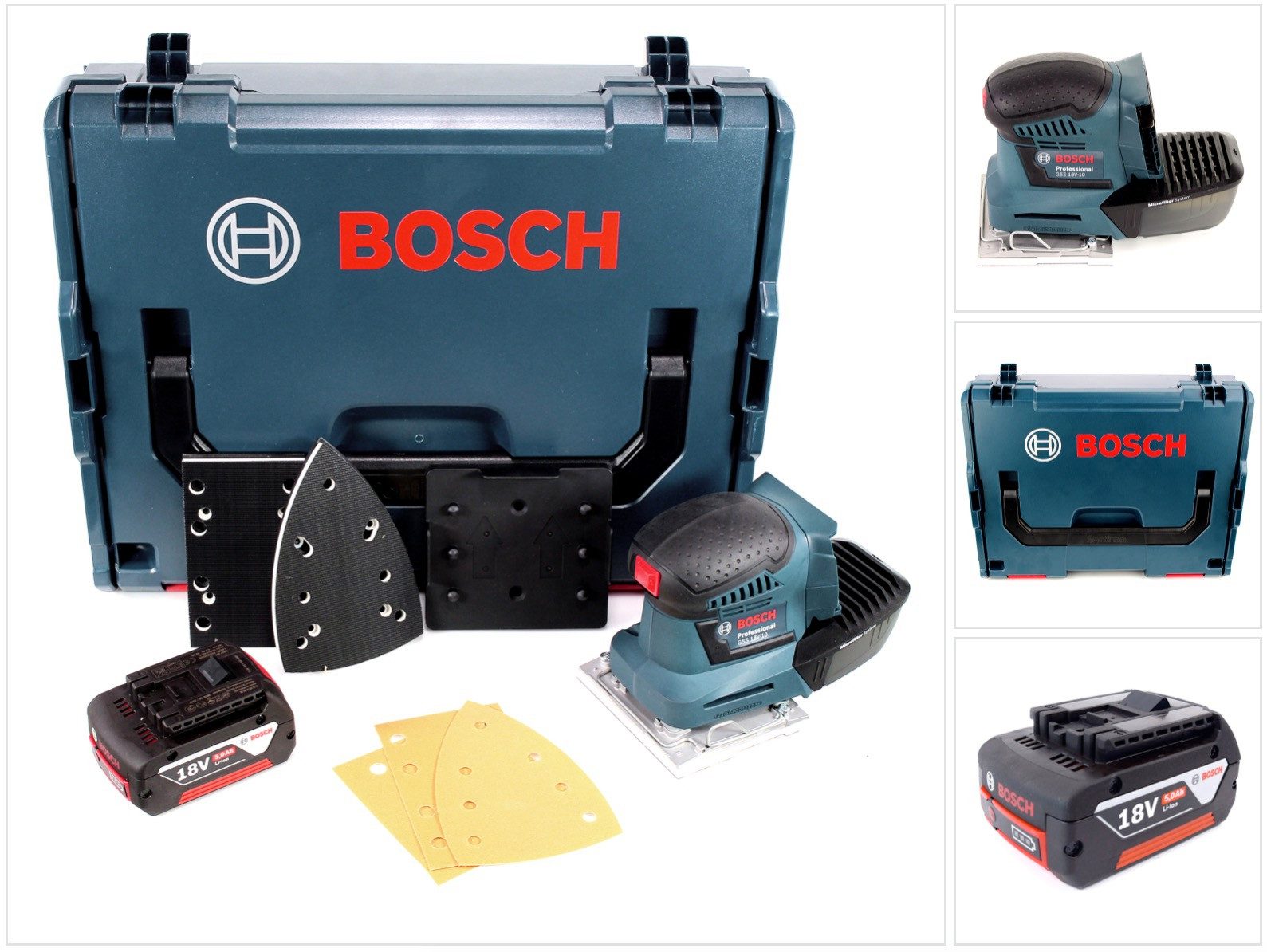 Bosch Professional Akku-Schwingschleifer GSS 18V-10 Akku Schwingschleifer 18V + 1x Akku 5,0Ah + L-Boxx