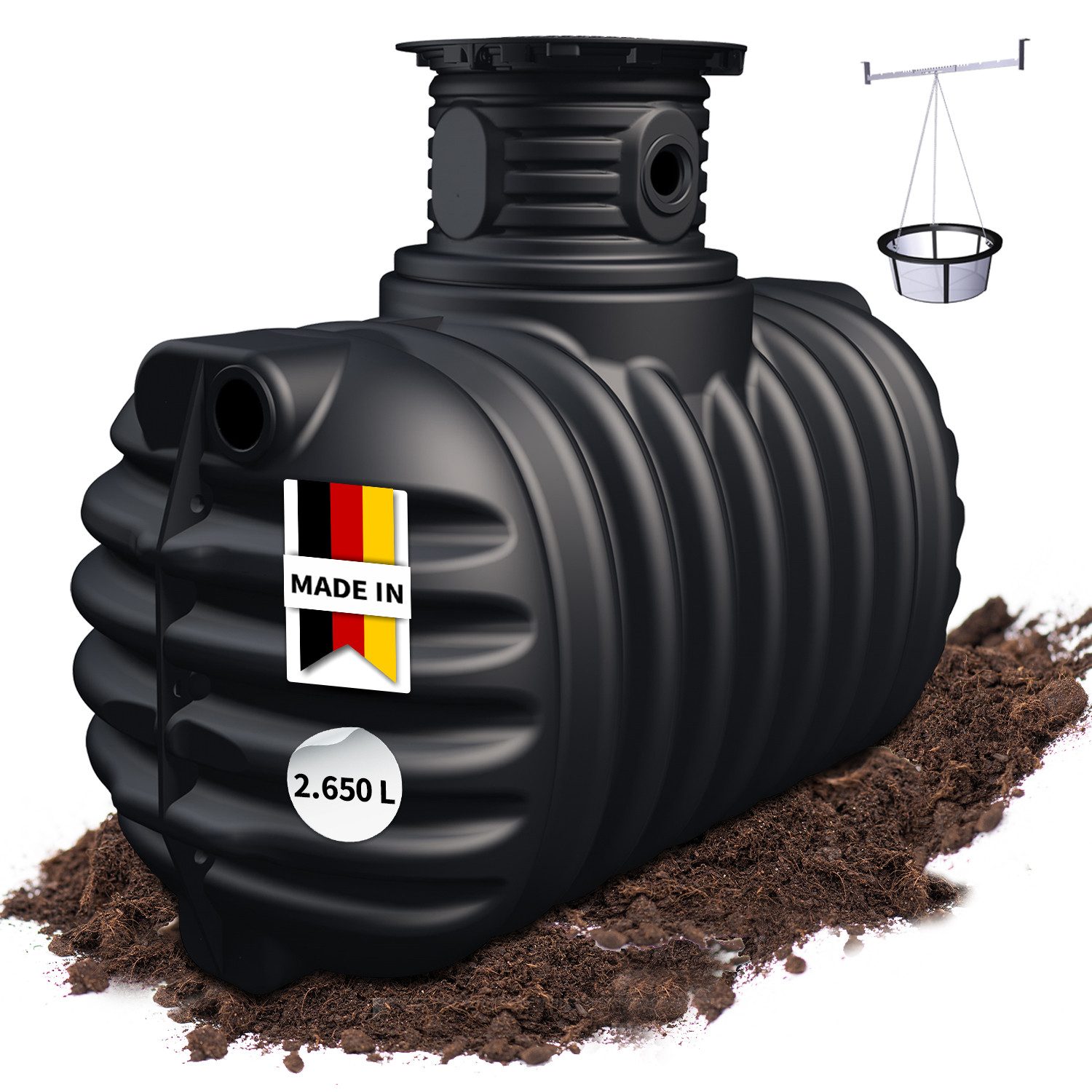 4rain Regenwassertank COMPACT Erdtank-Set 2650 Liter, 2650 l