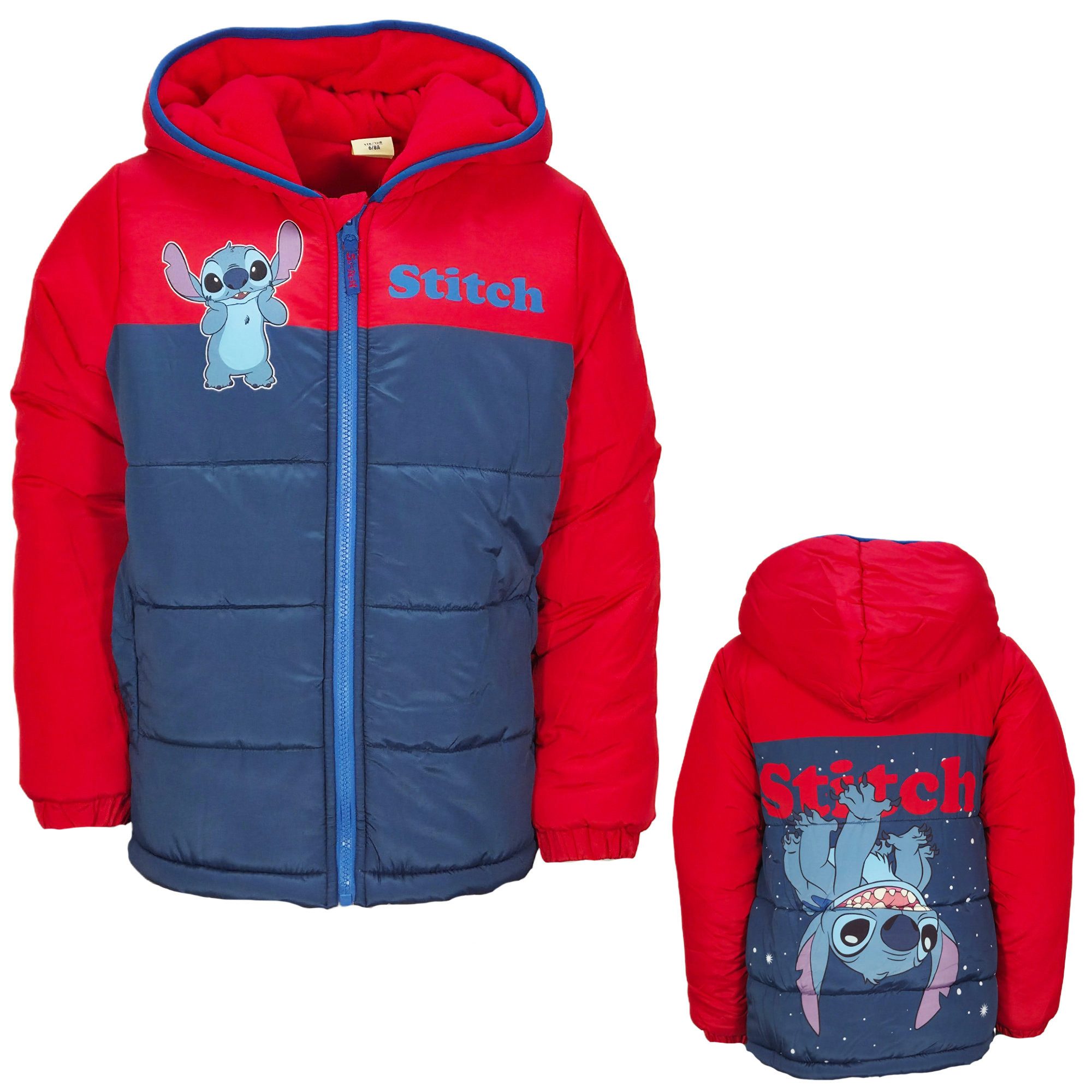 Disney Winterjacke Disney Stitch Kinder Winterjacke Jungen Jacke mit Kapuze Gr. 92 bis 128
