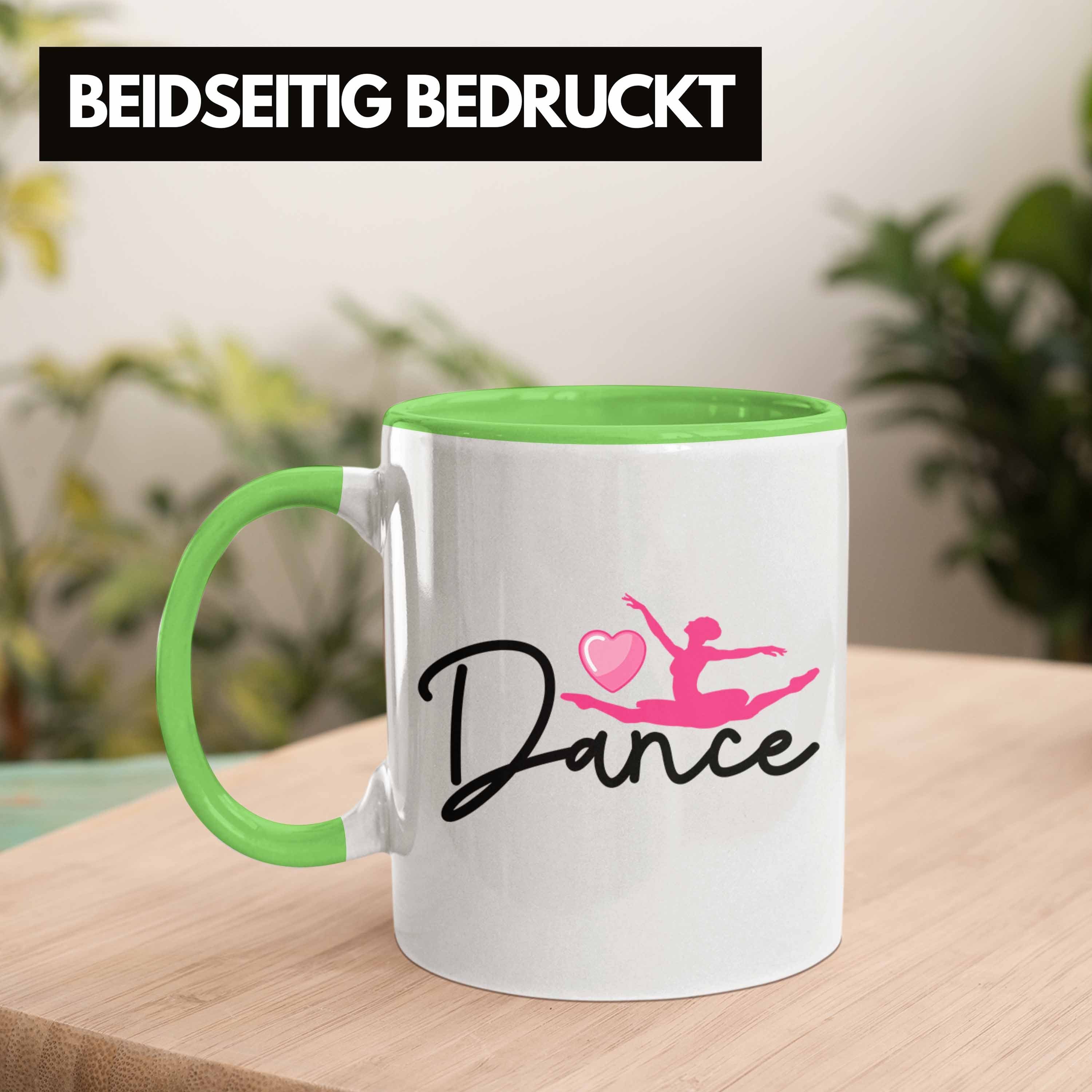 Trendation Tasse Tasse Ballett Ballerina Motiv für Tanzliebhaber Geschenk Ballerina-Fan Grün