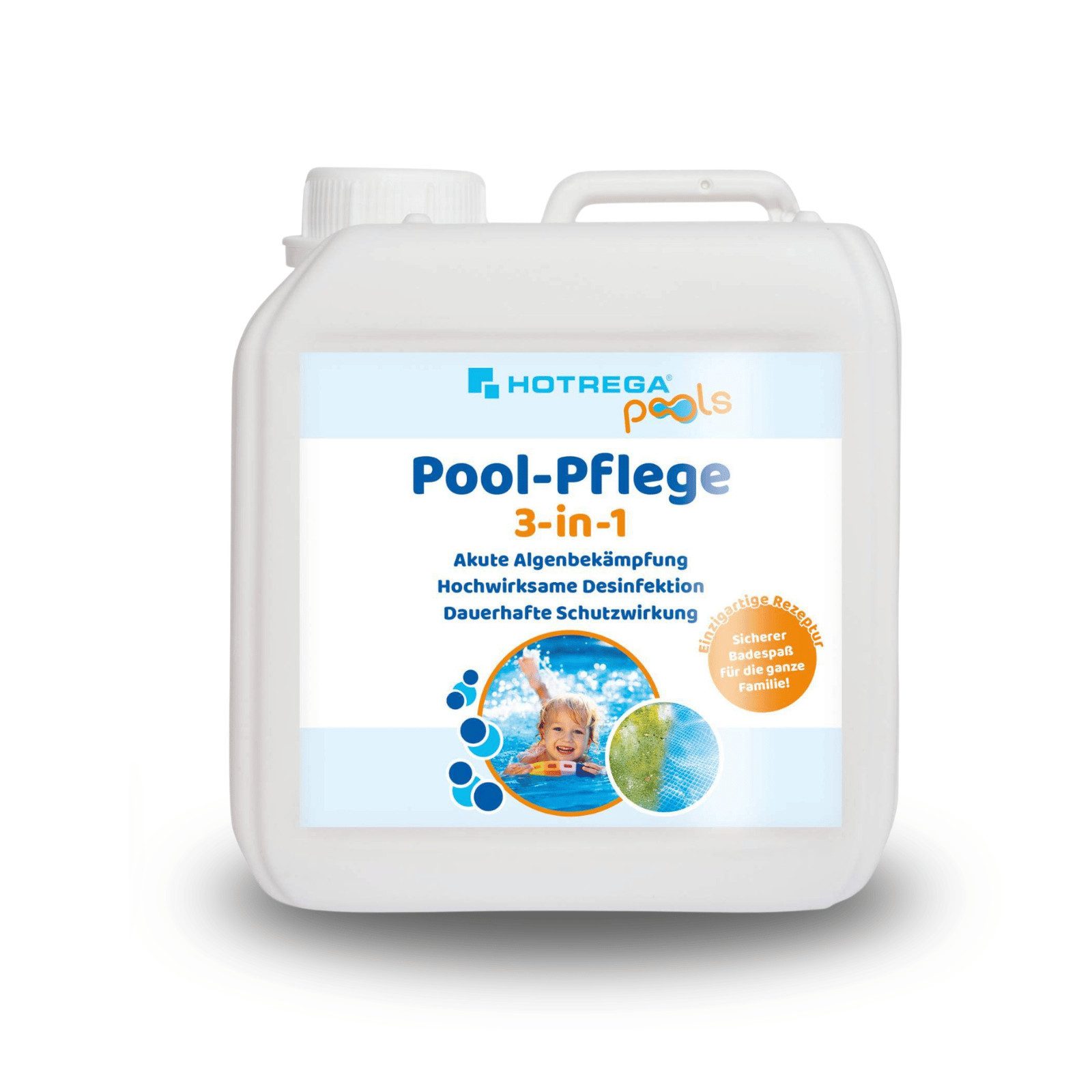 HOTREGA® Poolpflege Pool-Pflege 3in1 Konzentrat 2 L, Desinfektion, Algenentferner, (Kein Set)