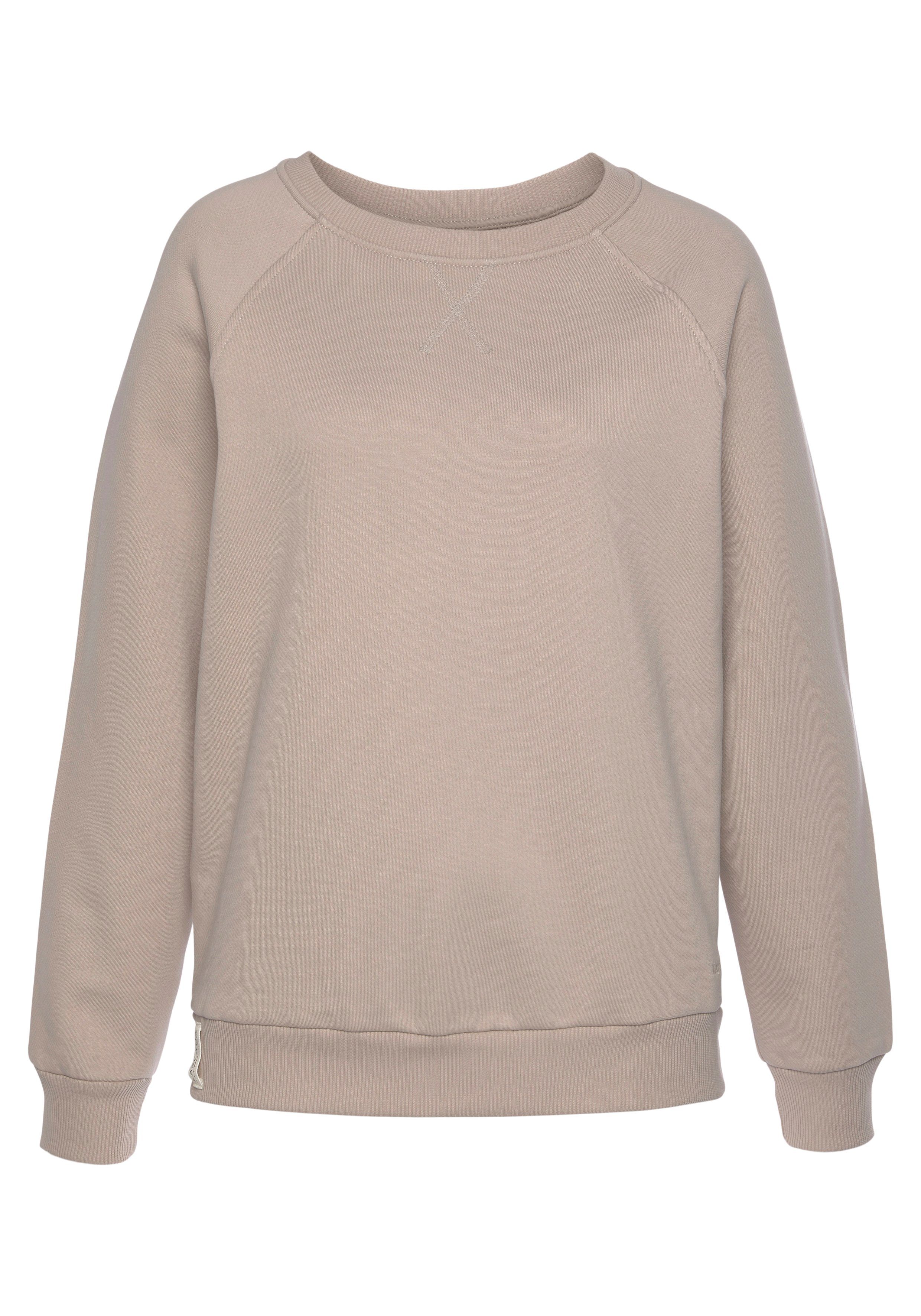 organischer Baumwolle, aus Loungeanzug LASCANA Sweatshirt hellbraun