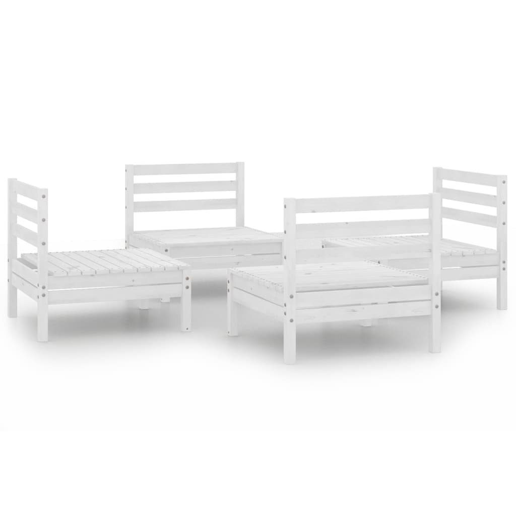 Kiefer Garten-Lounge-Set (1-tlg) vidaXL Gartenlounge-Set Weiß Massivholz, 4-tlg.