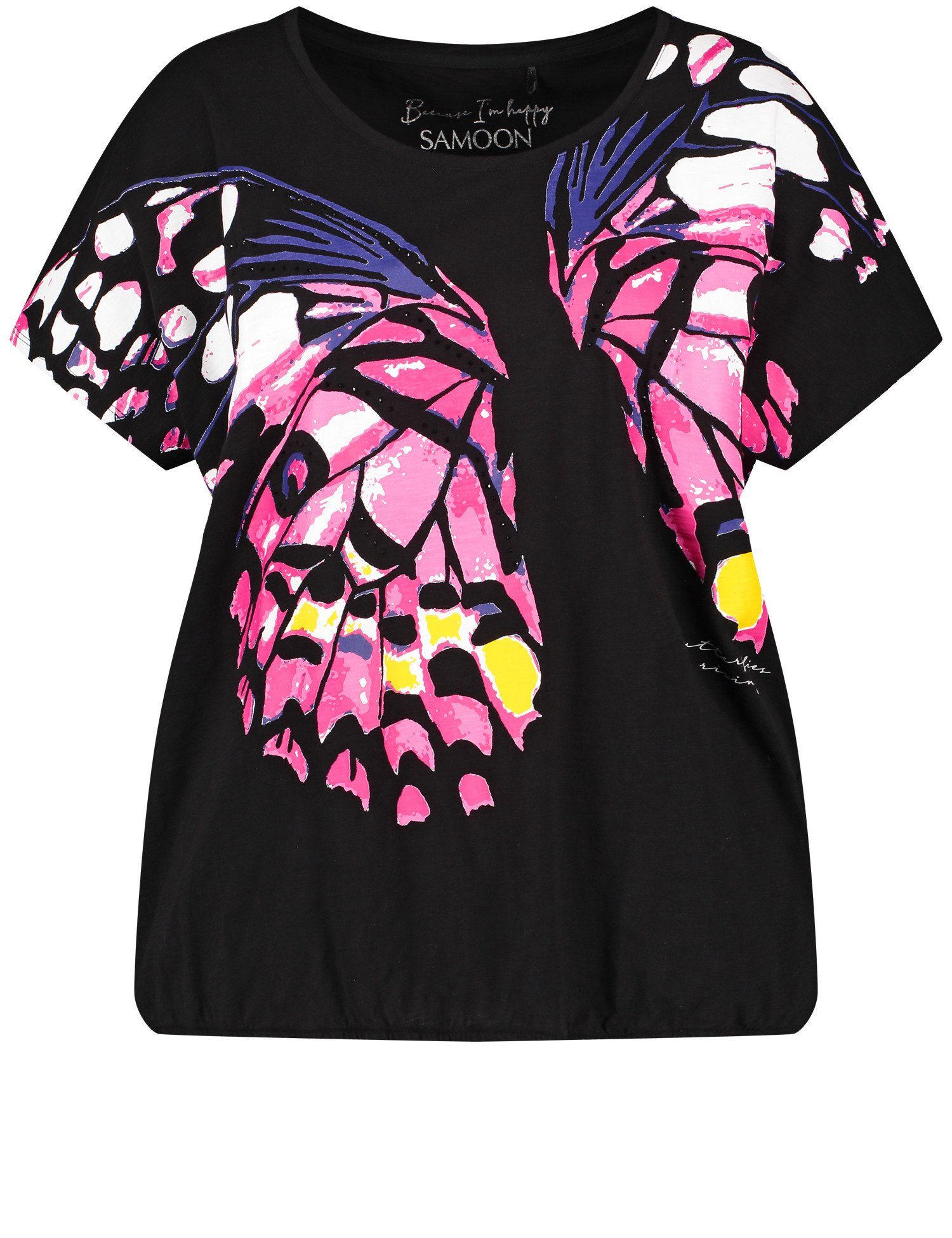Samoon Kurzarmshirt Shirt mit verziertem Schmetterling