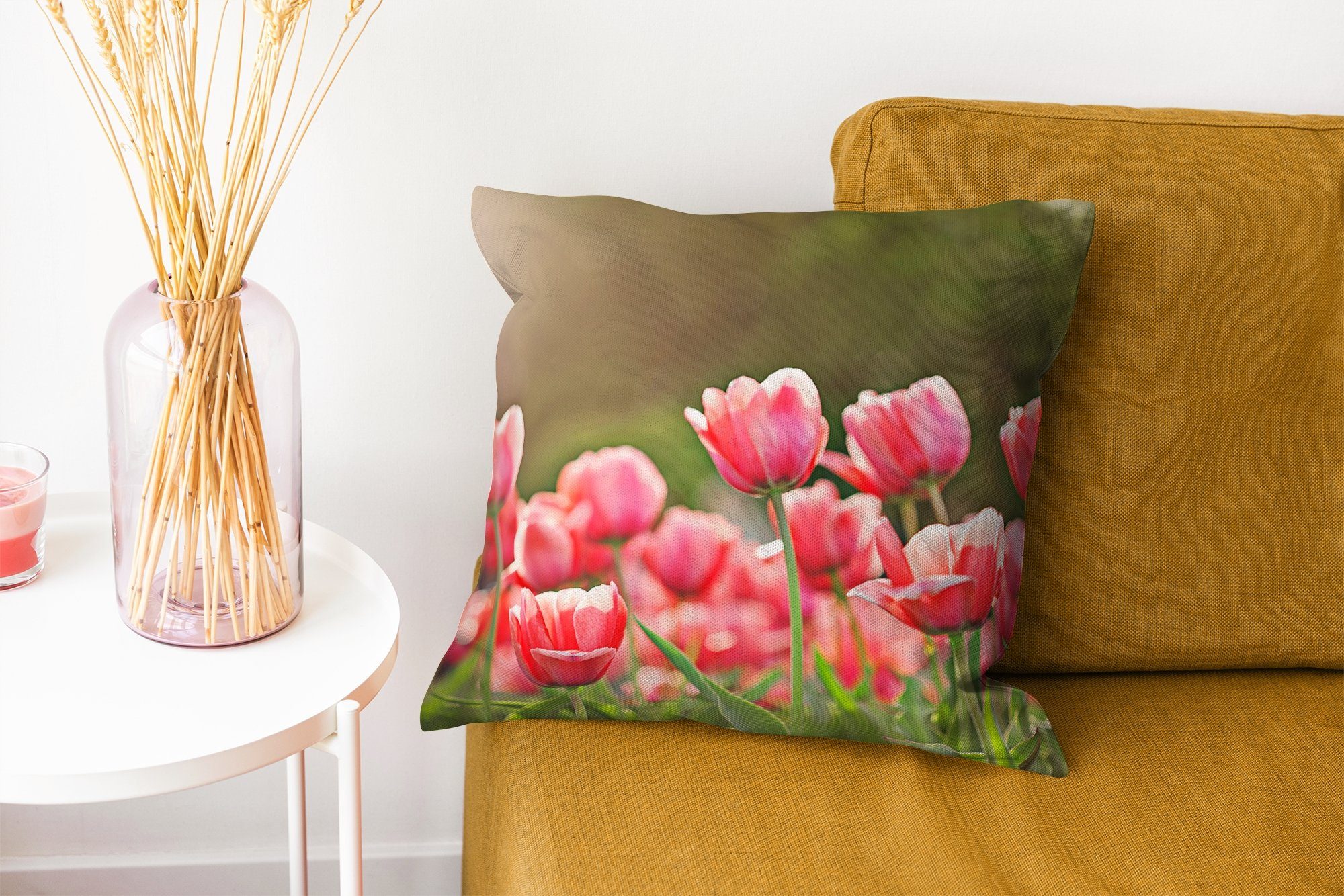 MuchoWow Dekokissen Tulpen - Frühling, - Sonne für Wohzimmer, Zierkissen mit Schlafzimmer, Deko, Sofakissen Füllung