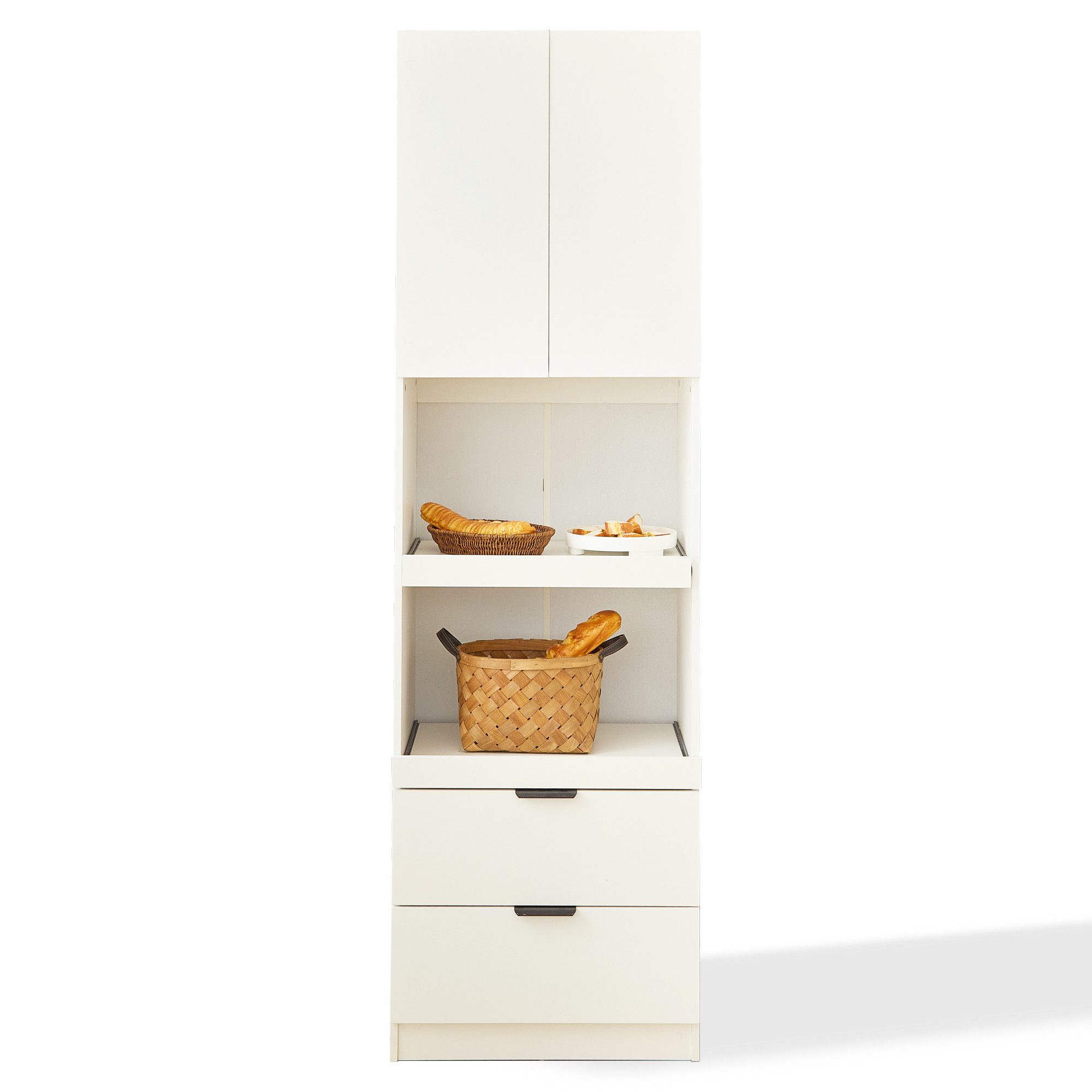 Ulife Hochschrank Küchenschränke, Lagerschränke, Multifunktionsschränke 2 Türen, 2 Schubladen, Mikrowellenregale, mit Kippschutz – Bild 4 von 5
