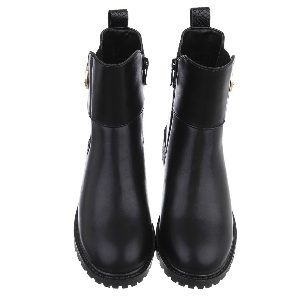 Ital-Design Stylischer Damen-Stiefel mit Komfort und eleganten Details Chelseaboots (90482601) Blockabsatz Stiefeletten in Schwarz – Bild 4 von 5