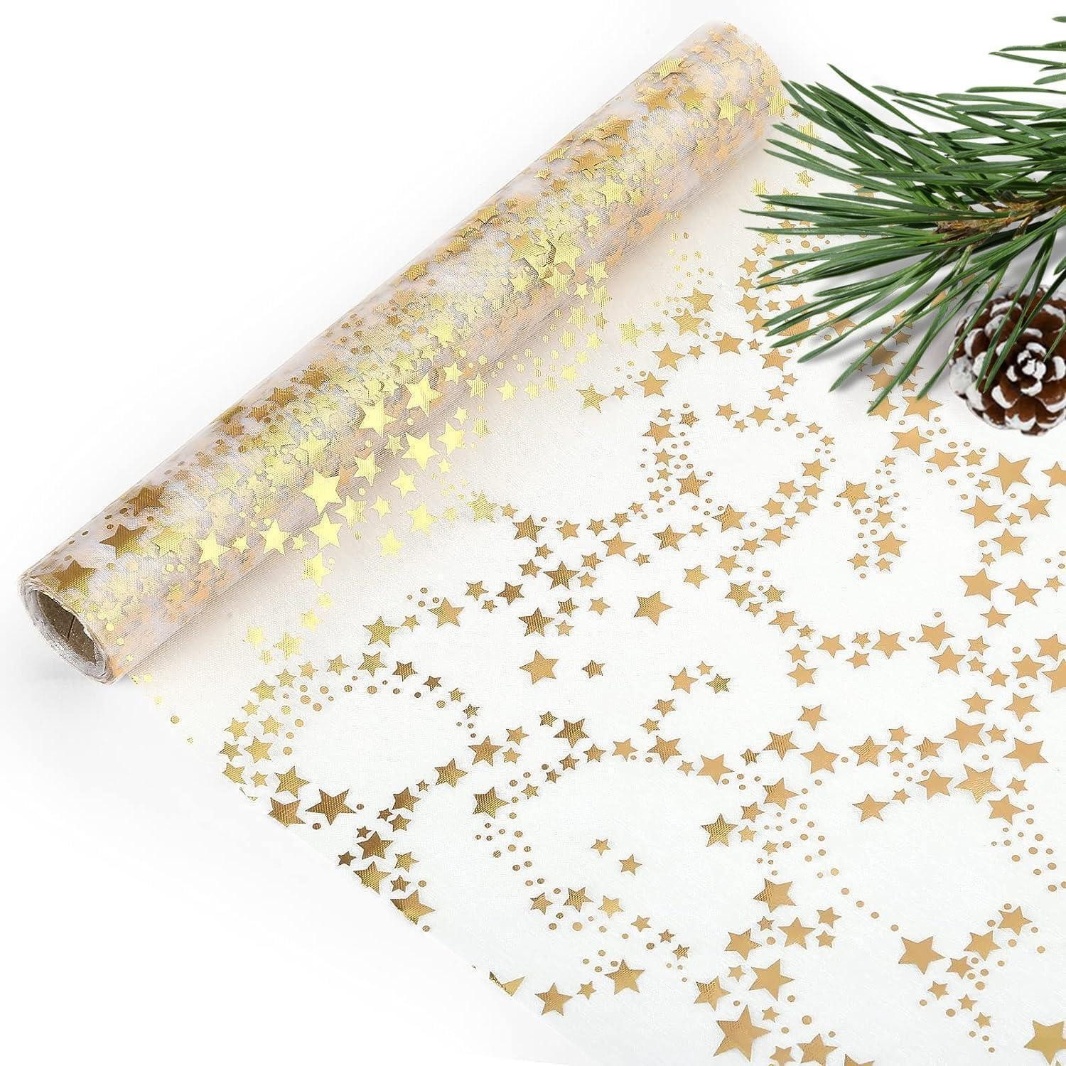 LuxusKollektion Tischläufer Tischläufer Weihnachten Gold Sterne 28cmx5m