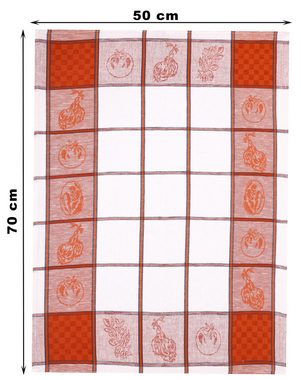 Betz Geschirrtuch 3 Stück Halbleinen Geschirrtücher Hungary Motiv GEMÜSE Größe 50x70 cm, (Set, 3-tlg., 3 er Set), Farbe braun
