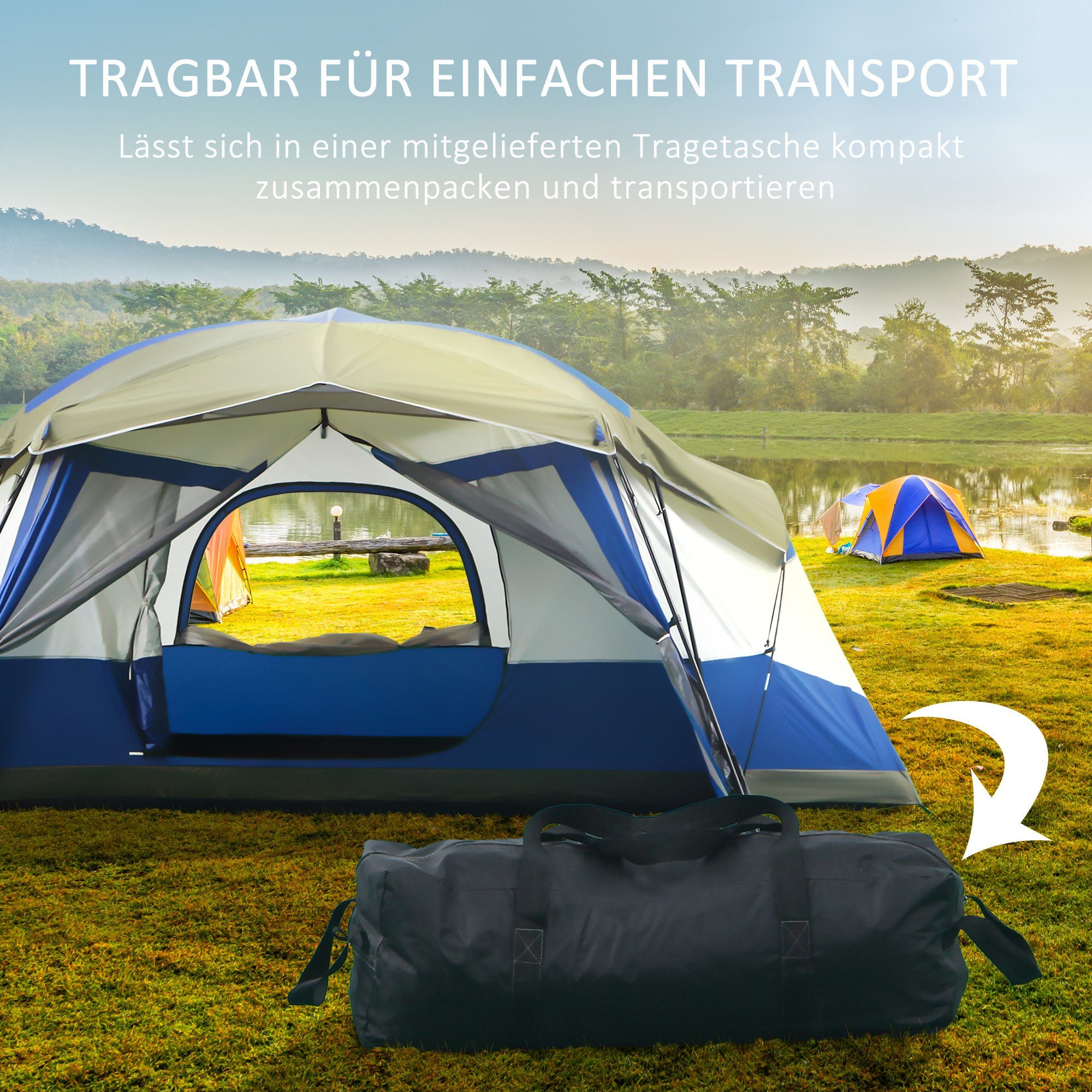 Outsunny Tunnelzelt Mit Vorraum 2 Fenster