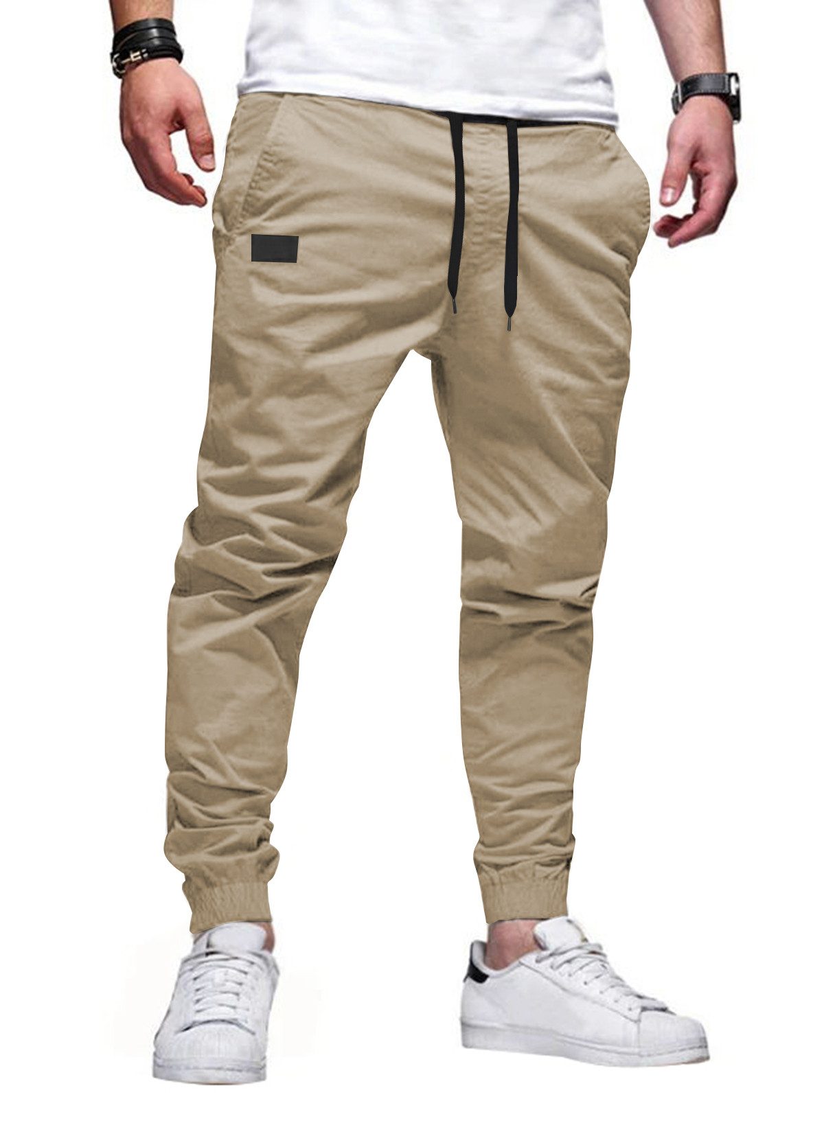 JMIERR Cargohose Chino Hose Herren Freizeithose Baumwolle Cargohose Herren Jogginghose (cargohose, Cargohose) in Unifarbe, Elastikbund mit Tunnelzug, mit elastischem Bund