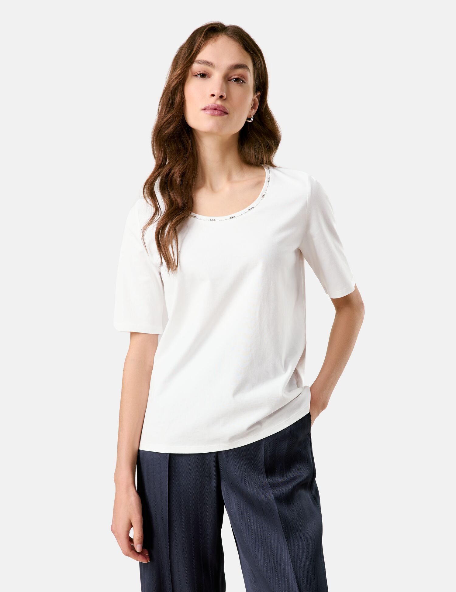 Taifun T-Shirt – Kurzarmshirt mit Schmuckkette
