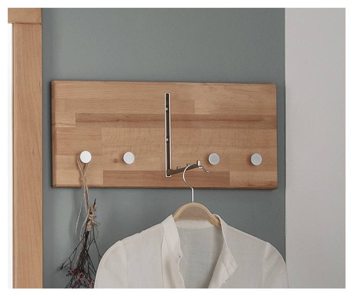 Trendmöbel24 Wandgarderobe Wandgarderobe Hakenleiste KIRSA 50 cm Kernbuche massiv geölt