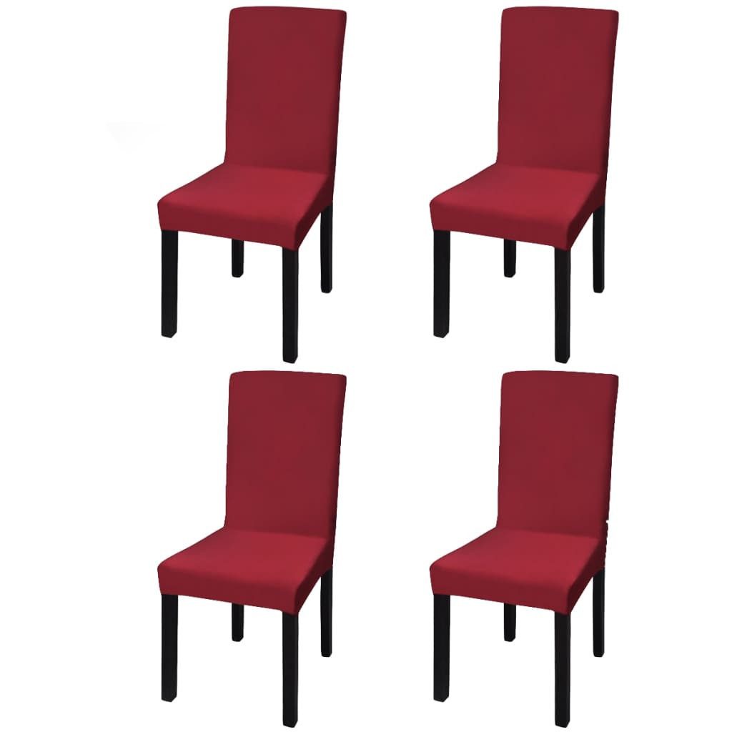 furnicato Stuhlhusse Bordeauxrote Stuhlhussen 4er Set für Stühle bis 55 cm, Dehnbare Stuhlbezüge, knitterfrei und maschinenwaschbar für Hotels