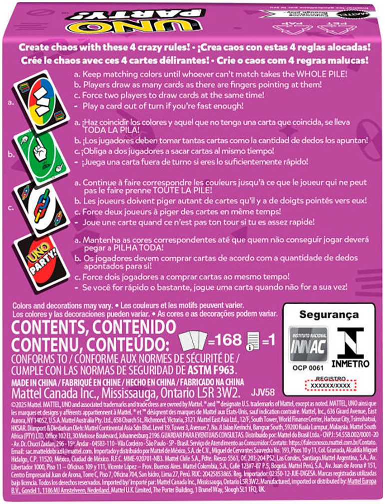 Mattel games Spiel UNO Party, Familienspiel