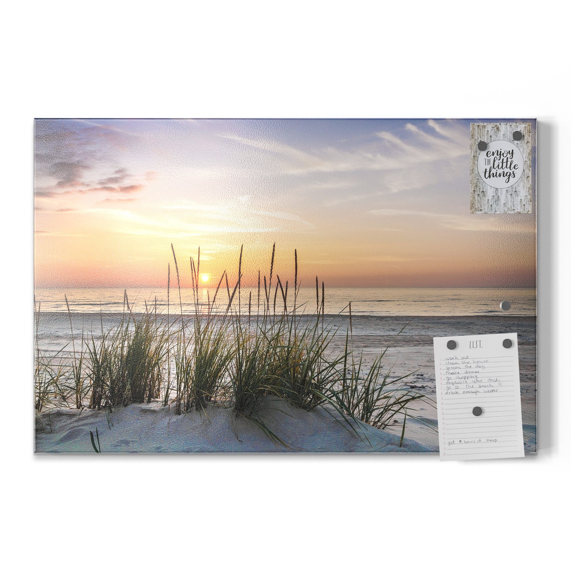 DEQORI Magnettafel 'Sonnenuntergang am Strand', Metall Whiteboard für alle Magnete, Magnetboard magnetisch