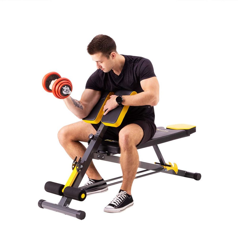 HMS Premium Rückentrainer Trainingsbank Übungsbank 3 in 1, (Spar-Set, 1-tlg., Ganzkörpertraining), Weiche Polsterung und Carbon-Oberfläche sorgen für Rutschfestigkeit