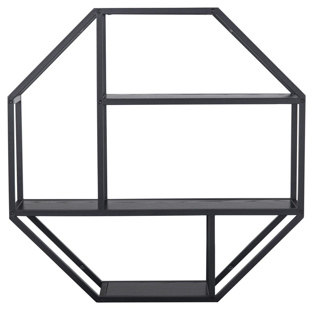 freiraum Hängeregal Hängeregal >Carney< in Esche Schwarz aus Metall - 77x77x20cm (BxHxT), 77 x 77 x 20 cm (B/H/T)
