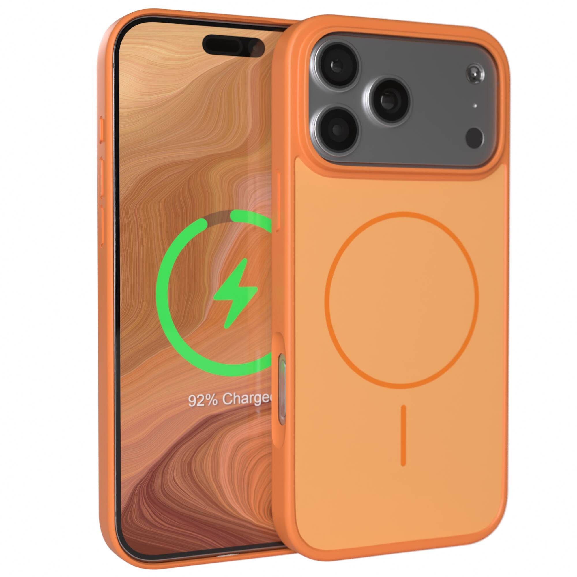 EAZY CASE Handyhülle Slim Outdoor MagSafe Case für Apple iPhone 18 Pro Max 6,9 Zoll, Robustes Slim Case mit MagSafe Kompatibilität in Orange
