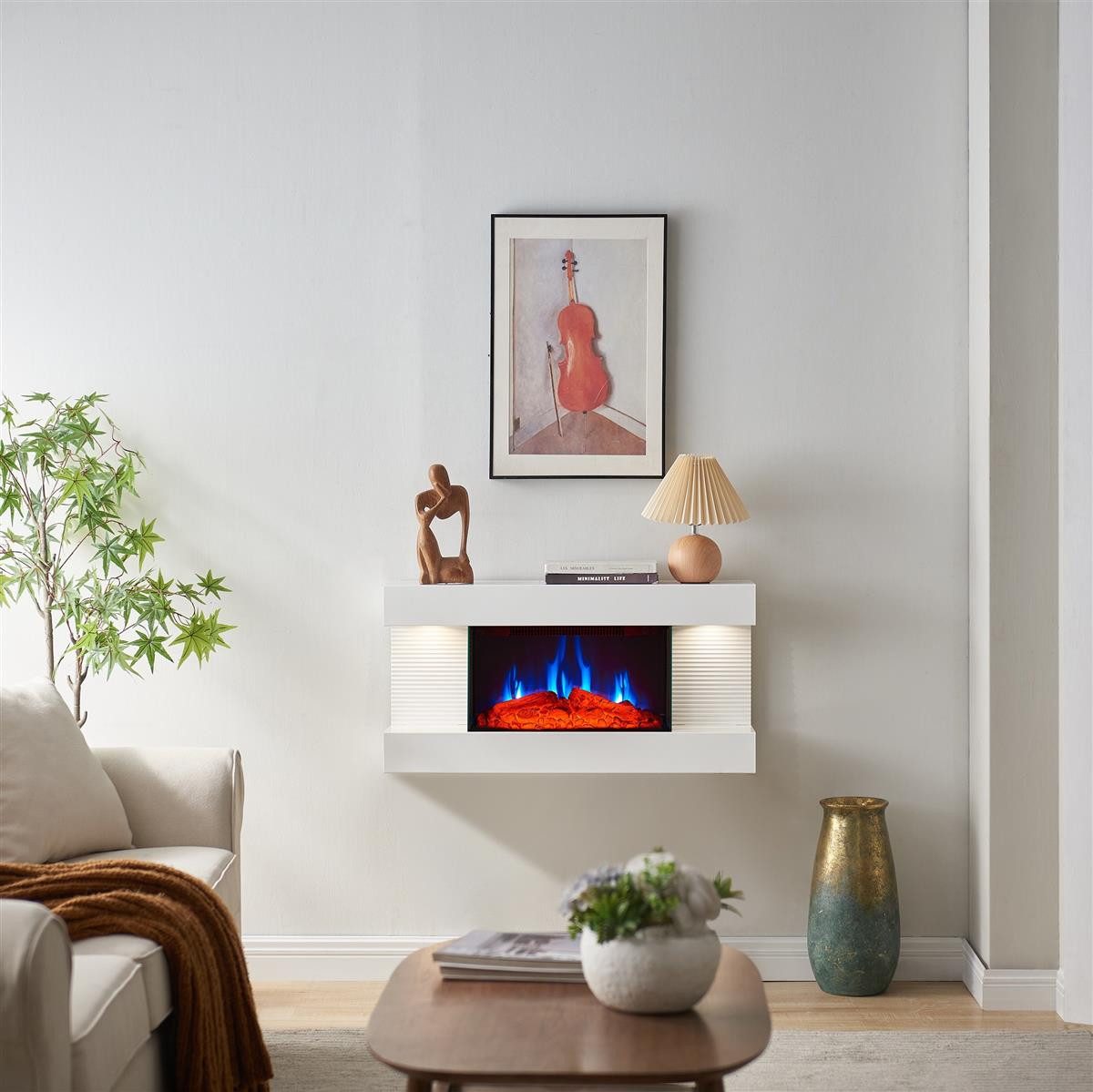 Balderia Elektrokamin Ida, Wandkamin, 3D Flammeneffekt, 1800 W zuschaltbar, LED-Beleuchtung