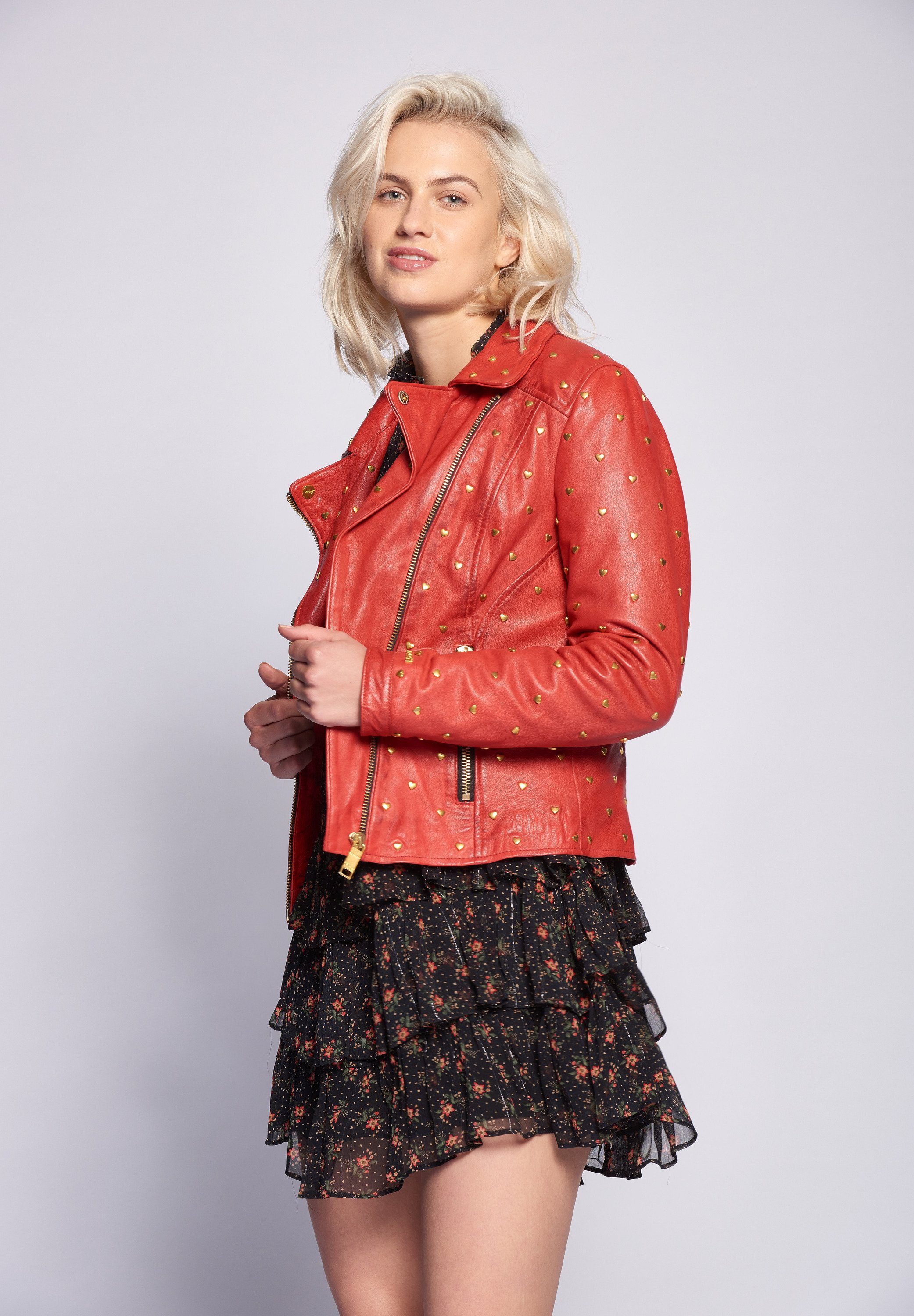 red Lederjacke Heart Maze