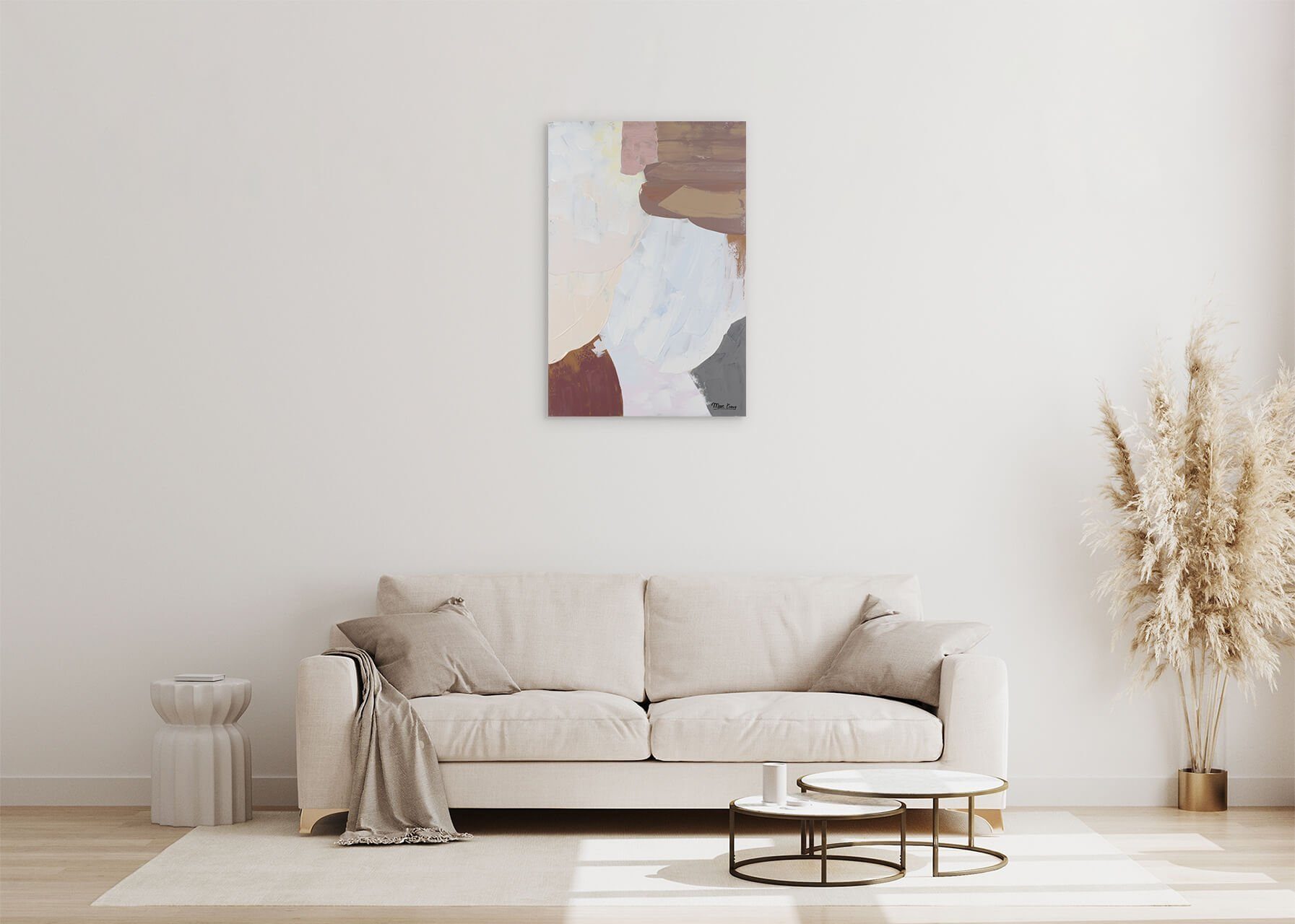 60x90 cm, Gemälde Rosy Sky Wandbild HANDGEMALT 100% Cloudy KUNSTLOFT Leinwandbild Wohnzimmer