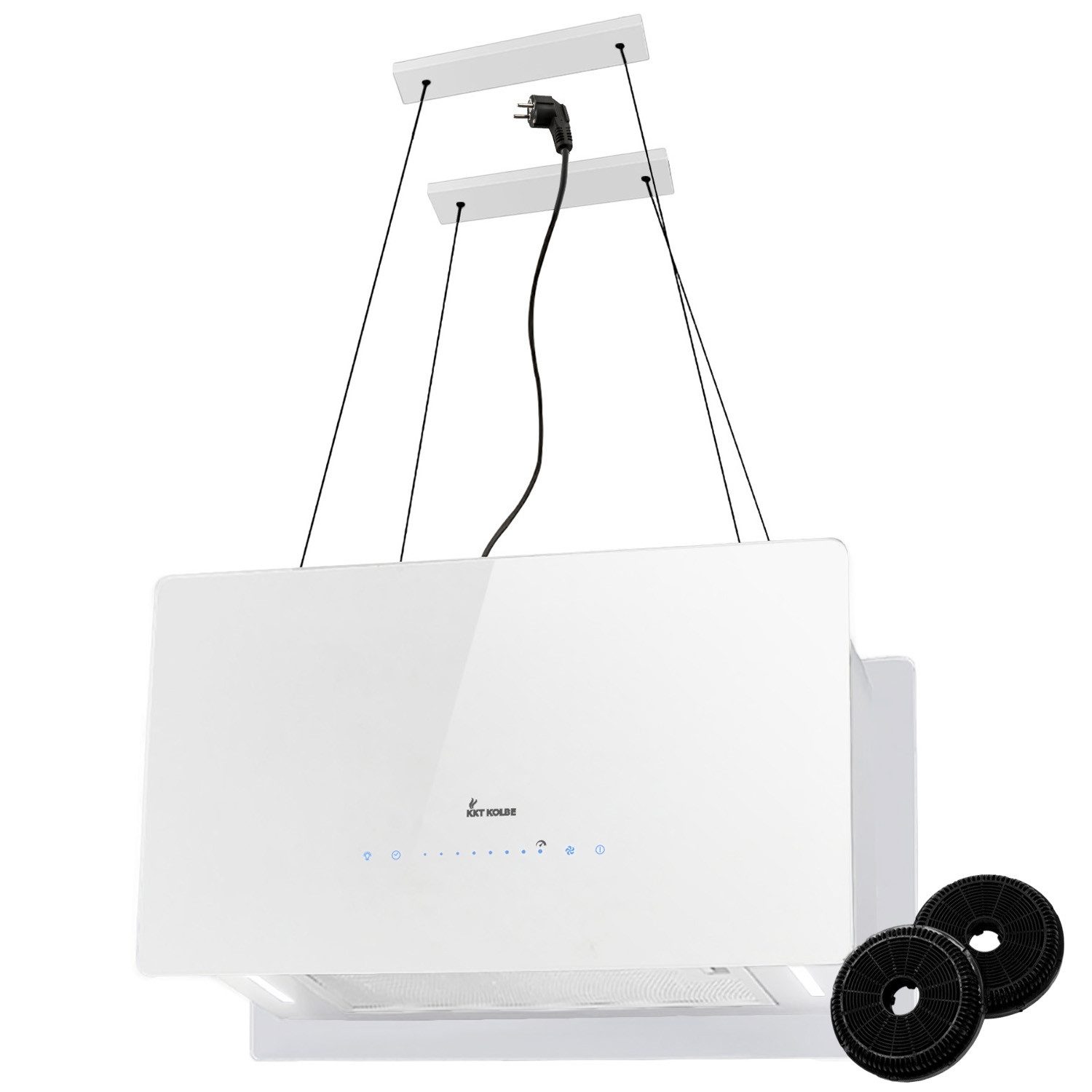 KKT KOLBE Inselhaube Dunstabzugshaube Inselhaube CUBE60-Serie 60cm Abzugshaube / Inselhaube / Umluft / Weiß / Glas / Touch LED / WiFi