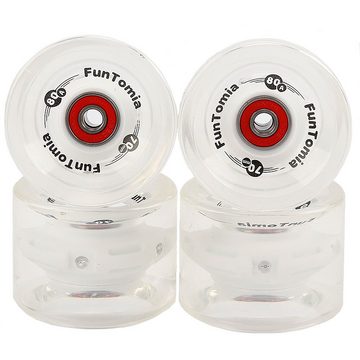 FunTomia Longboard FunTomia 4 Stück (LED) Longboard/Skateboard Rollen (Big Wheels) in 70x51mm 80A inkl. Mach1® Kugellager und Magnet Spacer 80A Rollenhärte