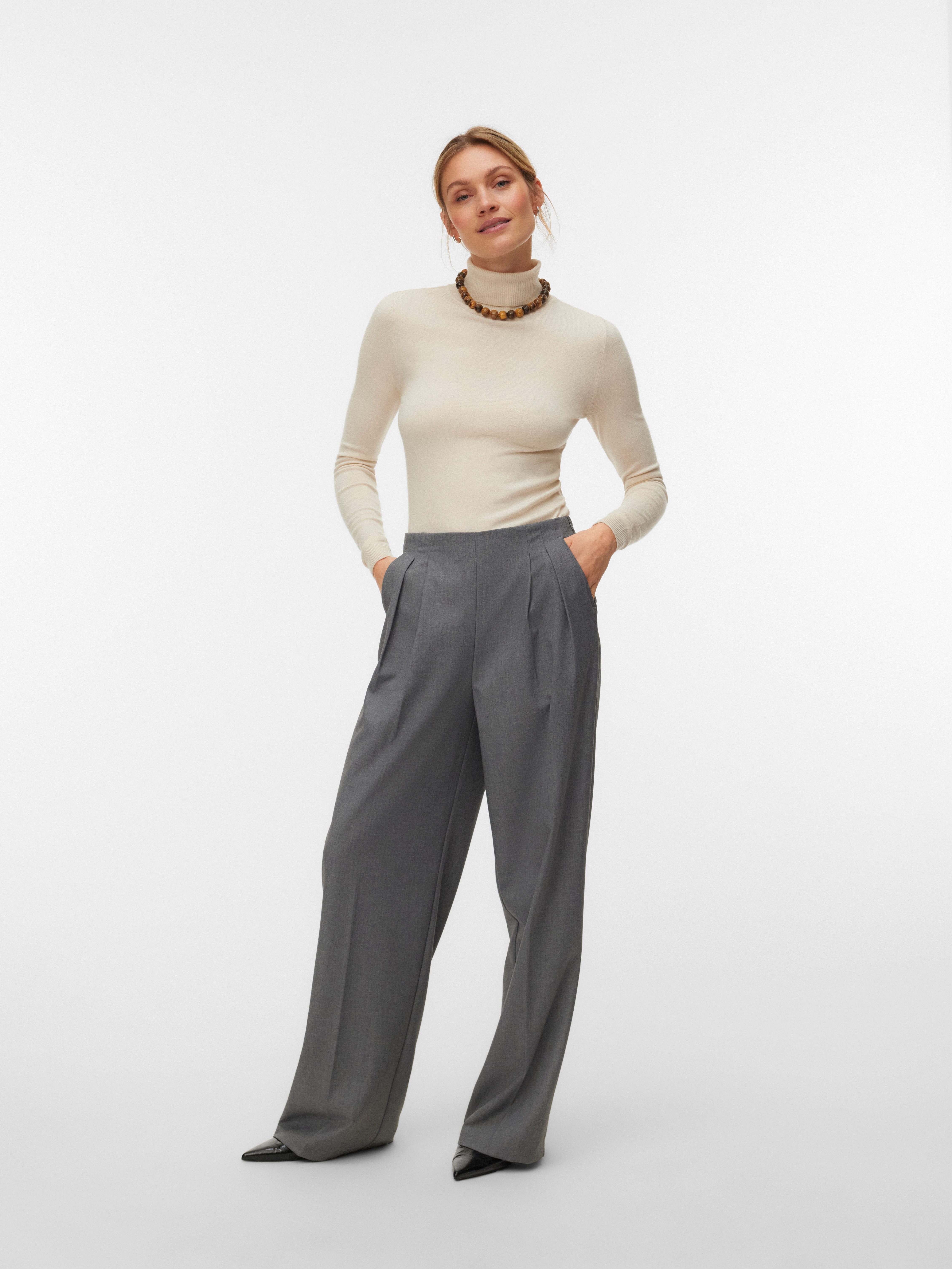 Vero Moda Anzughose VMHAILEY HW WIDE PLEAT PANT NOOS Hose mit weitem Beinschnitt, High Waist Bund