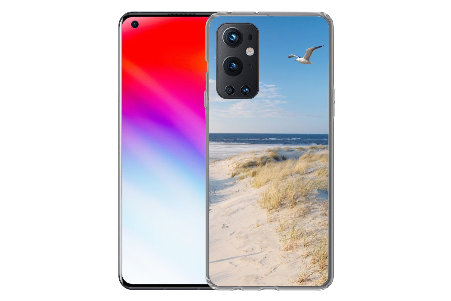 MuchoWow Handyhülle für OnePlus 9 Pro Düne - Möwe - Strand - Meer - Sonne, Phone Case, Silikon, Schutzhülle Dünn