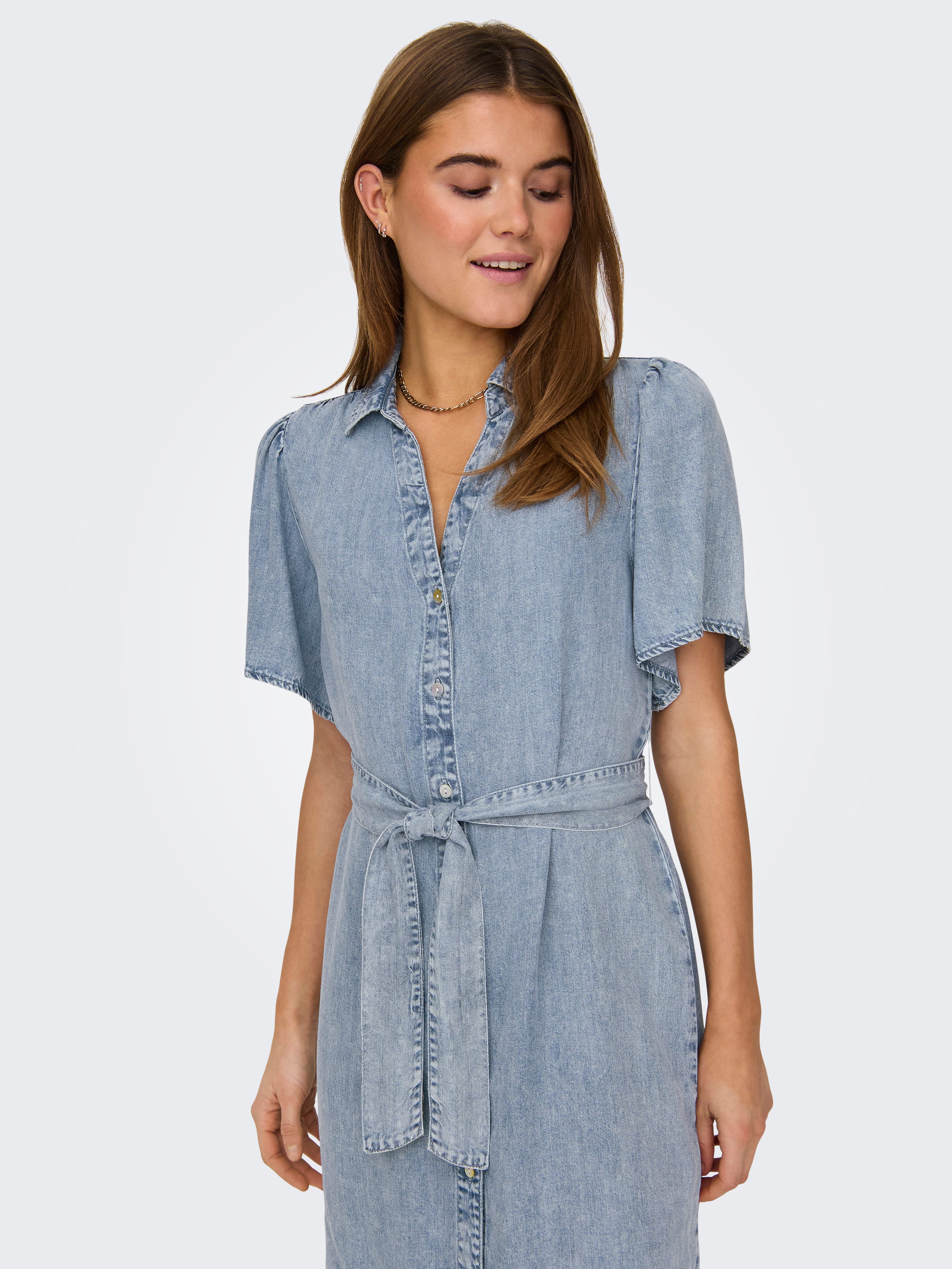 ONLY Jeanskleid ONLHELENA SS BELTED DNM DRESS QYT Viskose, regular fit