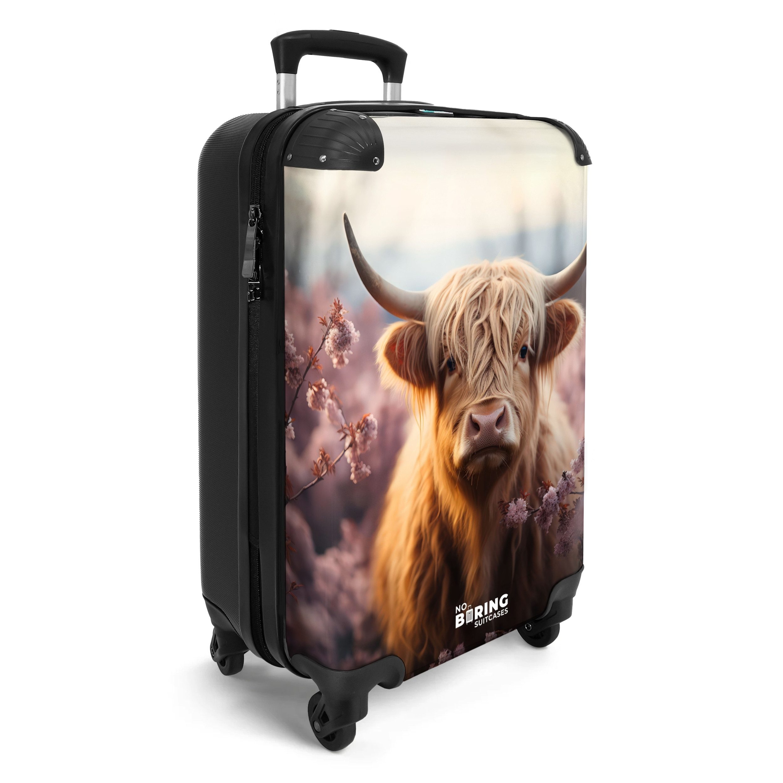 NoBoringSuitcases.com© Hartschalen-Trolley Schottischer Highlander mit rosa günstig online kaufen