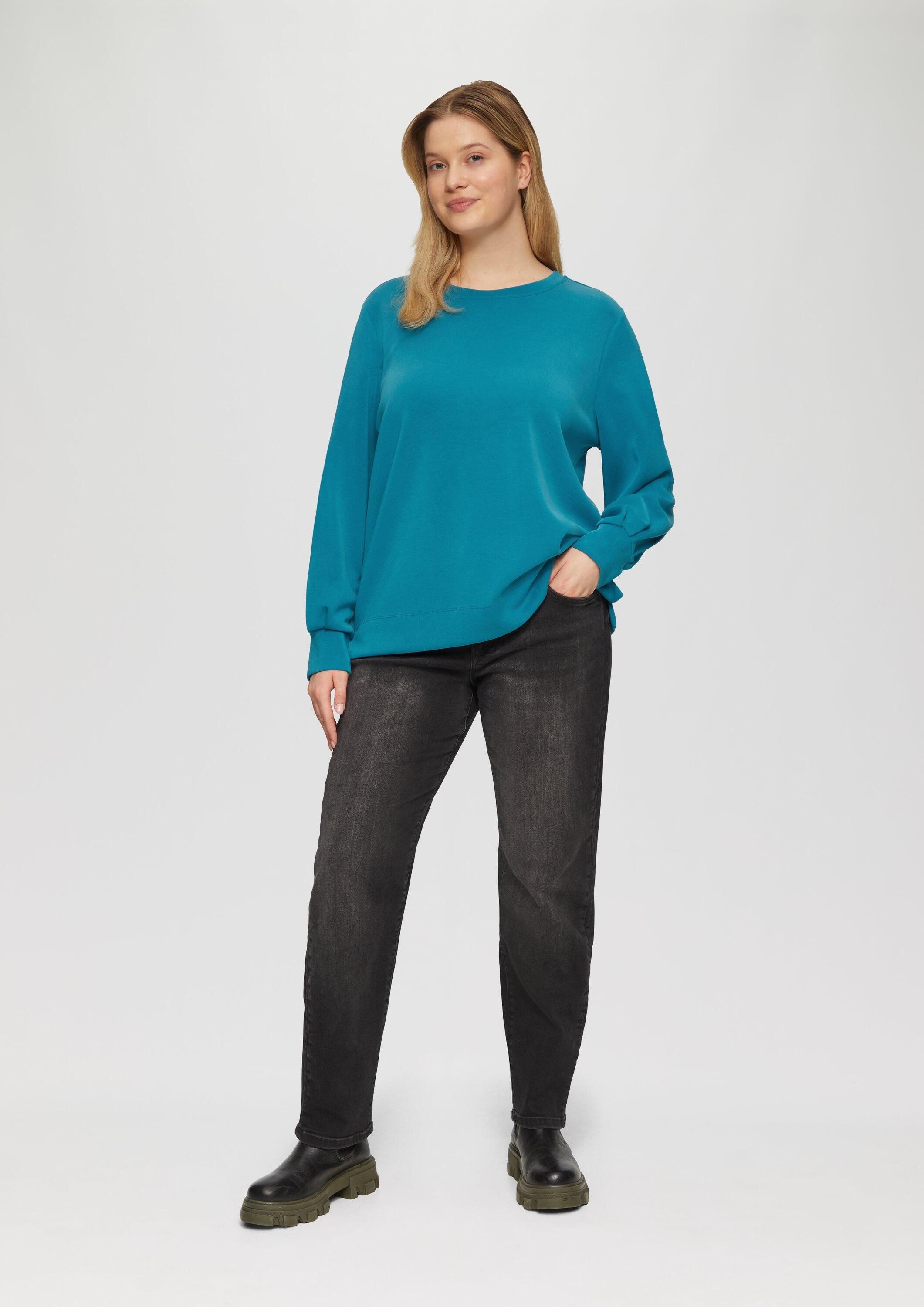 s.Oliver Sweatshirt Sweatshirt Scuba-Sweatshirt mit weiten Ärmeln