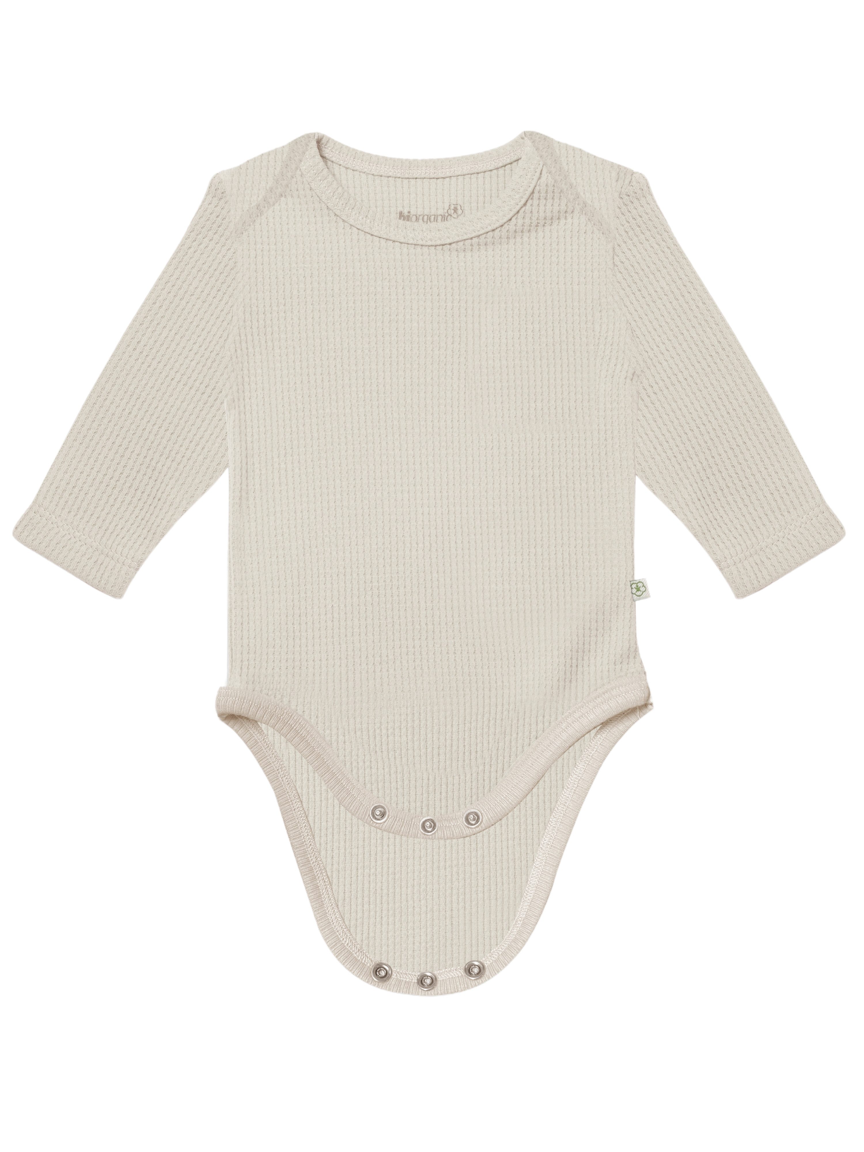 biorganic Langarmbody Waffle (3er Pack) Mehrfarbig Unisex, Baby Body für Jungen und Mädchen (Set, 4-tlg., 3er-Pack Bodys & 1 Beutel) Waffelmuster, Bio-Baumwolle – Bild 5 von 5