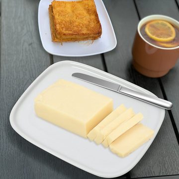 Belle Vous Aufbewahrungsdose Weiße Keramik Butterdose mit Griff und Deckel, White Ceramic Butter Dish with Handle and Lid