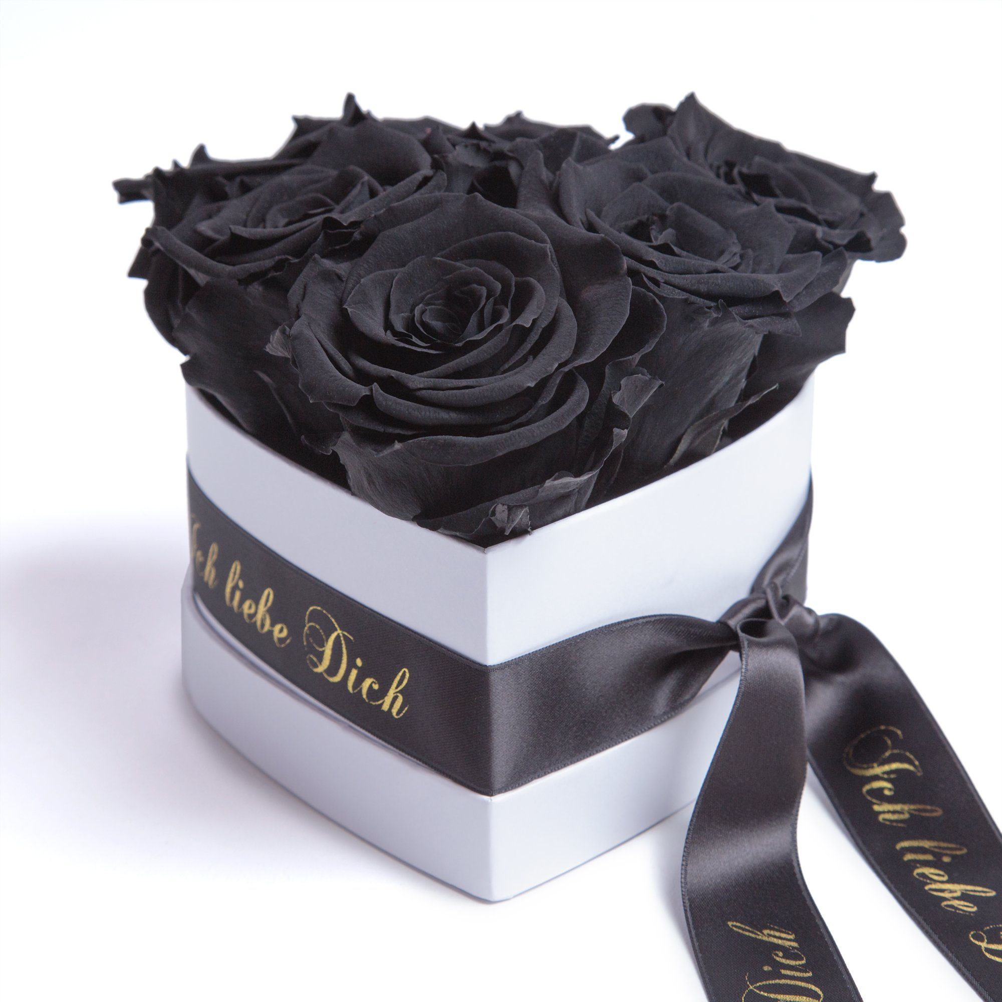 Kunstblume Infinity Rose, Herz Geschenk ROSEMARIE Heidelberg, ewige Rosenbox Frau Herz Geschenk Valentinstag Dich Ich Frau SCHULZ 6 10 Höhe Rosen liebe Schwarz cm