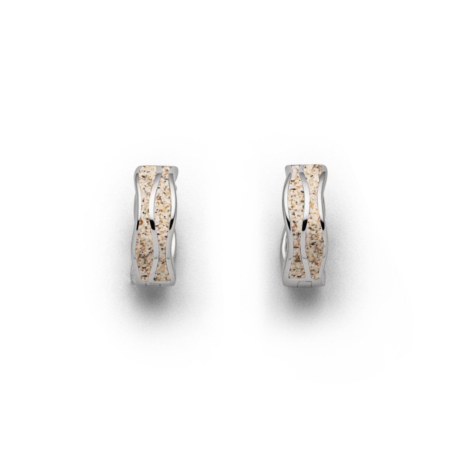 DUR Сережки-гвоздики-Set Creolen Strandwellen O5335, 5,5x15 mm – Сережки aus 925er Silber, mit Strandsand – Maritimer Schmuck