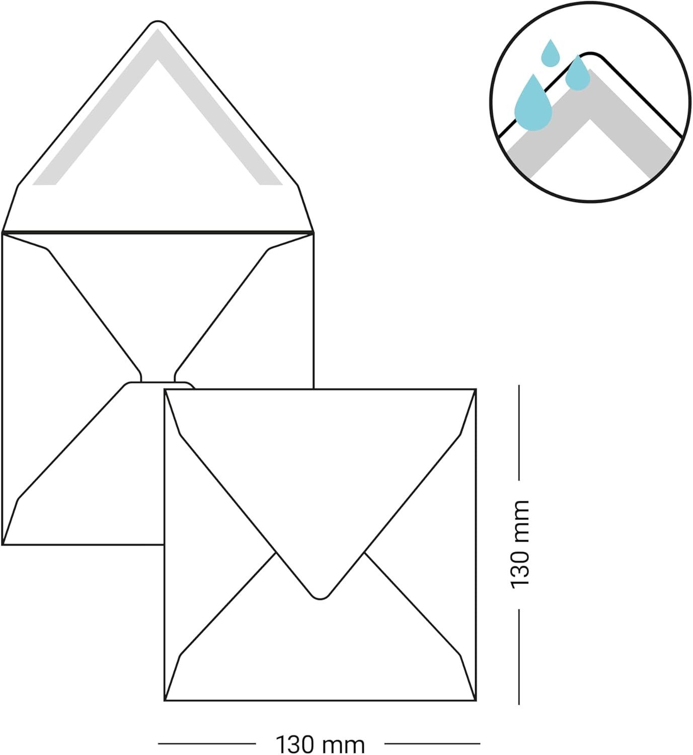 Briefumschläge24Plus Briefumschlag 25 St.Briefumschläge Quadratisch 13 x 13 cm feuchtklebend Silber, 130 x 130 mm Briefumschläge Recyceltes Material