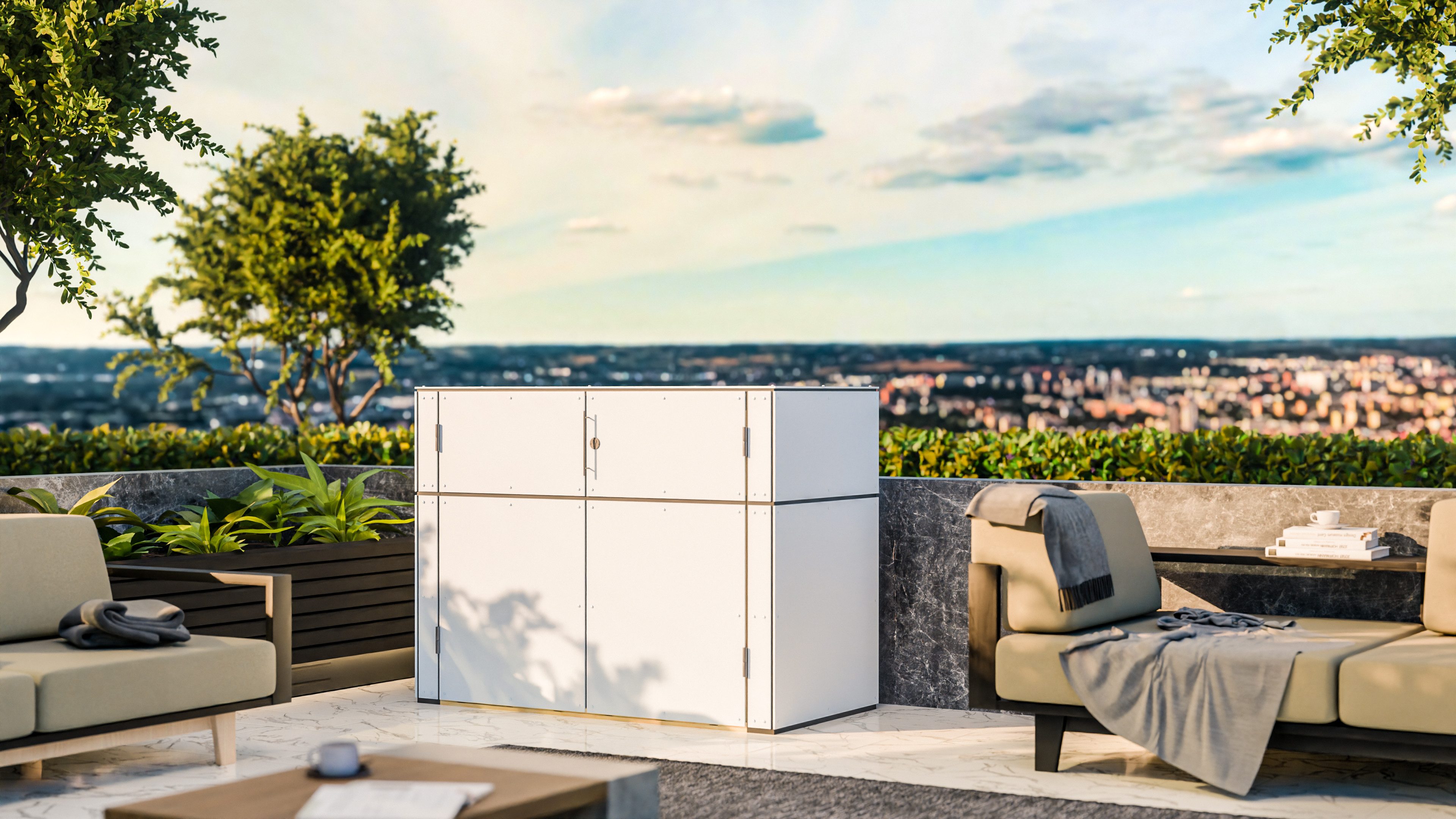 BERTILO Garten-Geräteschrank HPL Terrace, in verschiedenen Farben, BxT: 154,6x75,4 cm, Fassaden-HPL in Architekturqualität, witterungsbeständig, farbstabil