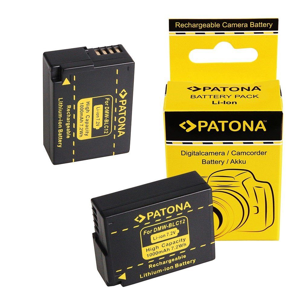 Patona 2x Akku für Panasonic DMW-BLC12 Kamera-Akku Ersatzakku 1000 mAh (7,2 V, 2 St), E Lumix DM FZ200 BLC12 BLC12PP FZ1000 G5 G6 GH2