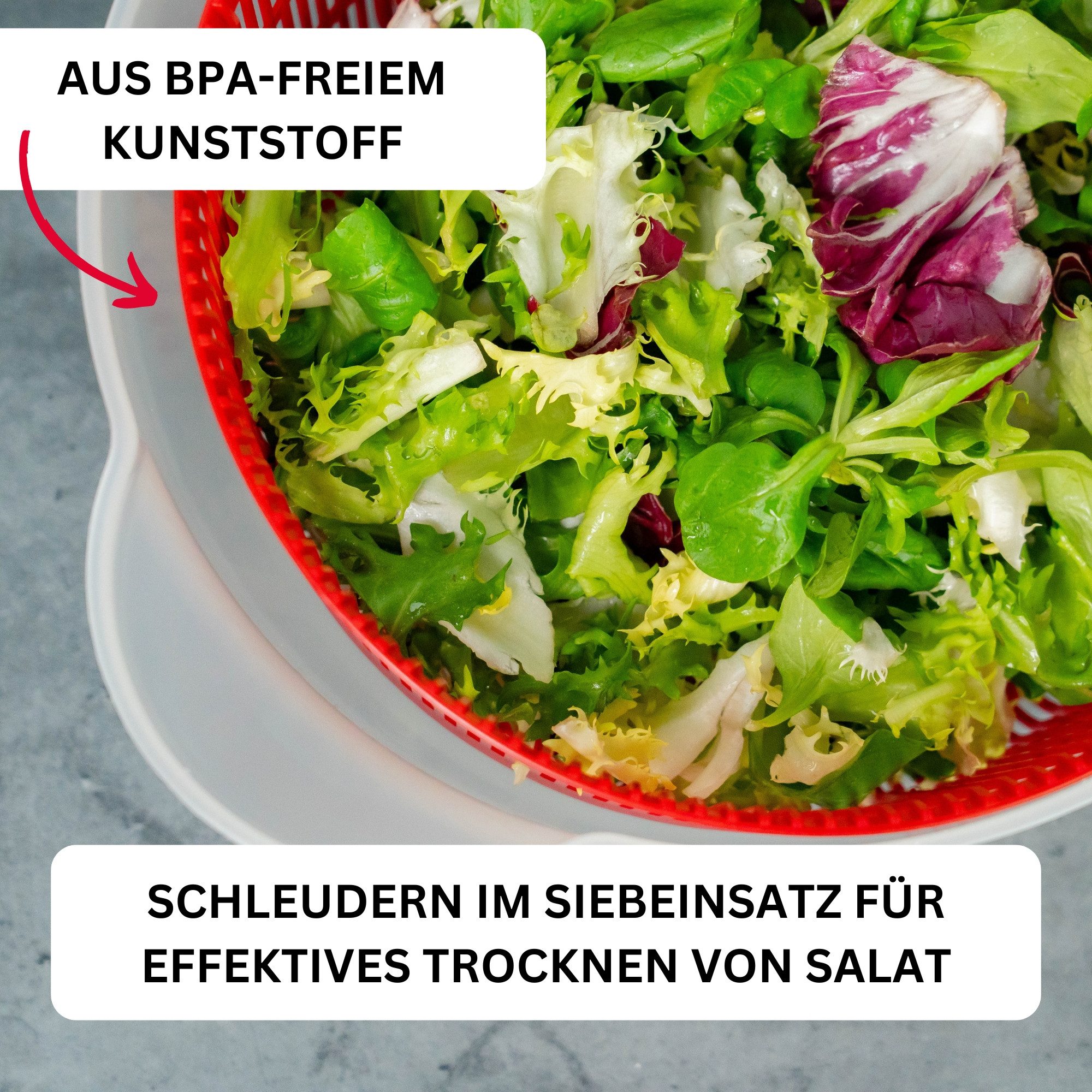 WESTMARK Salatschleuder »Fortuna«, 5 l, rutschfest, rot