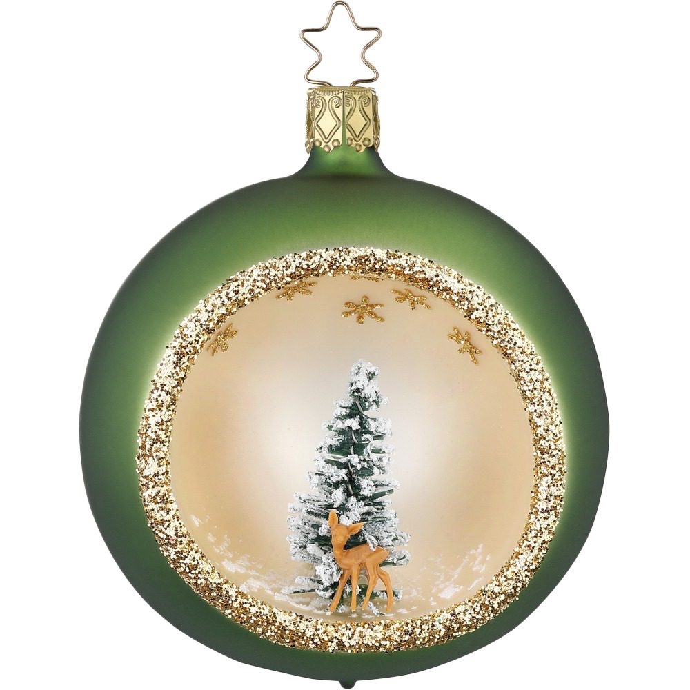 INGE-GLAS® Weihnachtsbaumkugel »Weihnachtskugel im Wald« (1 St), mundgeblasen, handbemalt