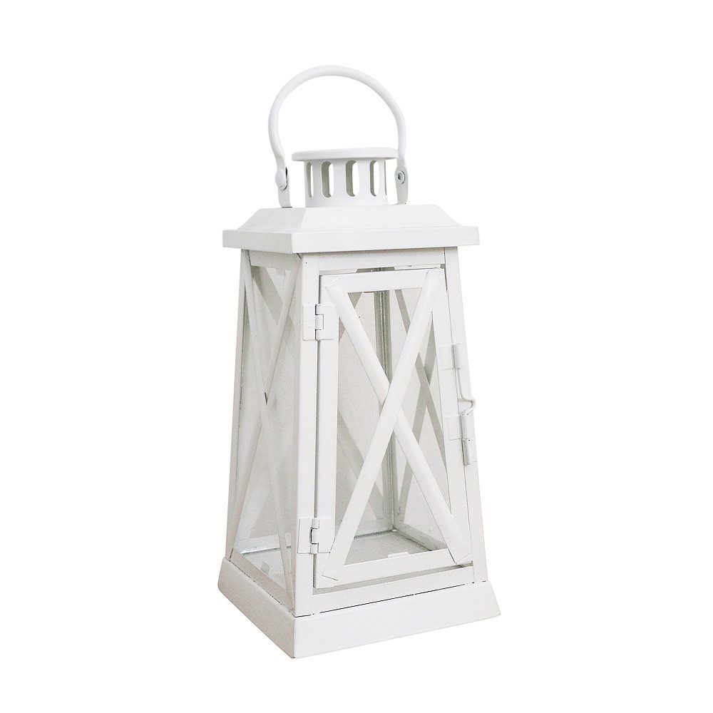 Grafelstein Kerzenlaterne Laterne HARBOUR weiß aus Metall H27cm Metalllaterne Landhaus modern -