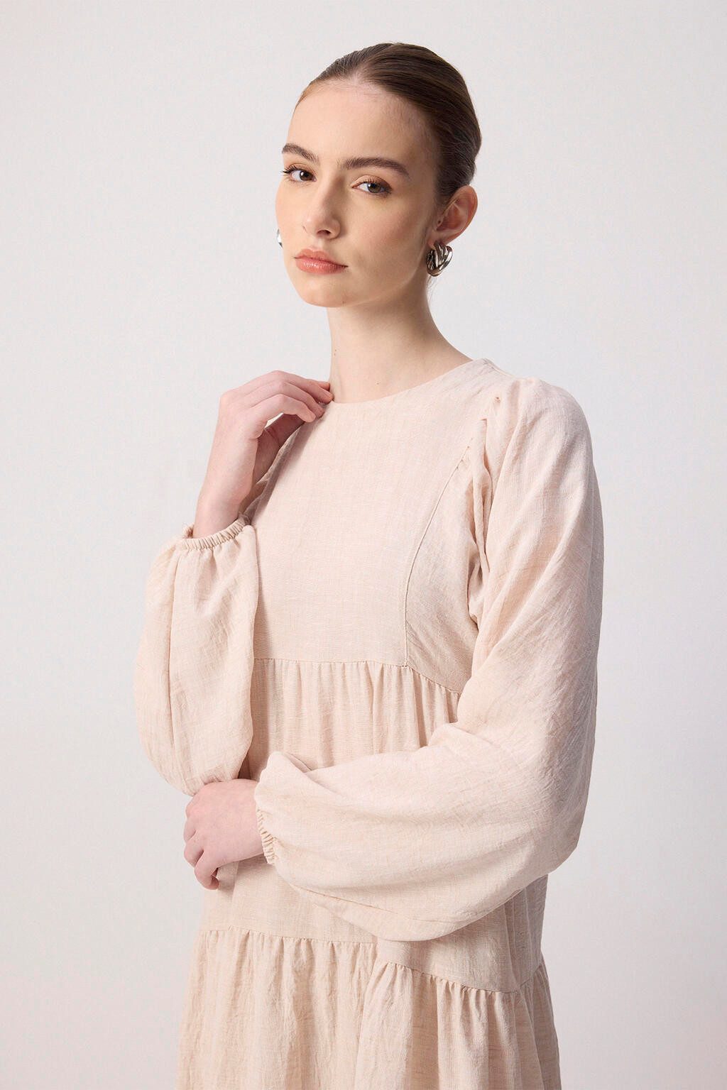 touche prive Maxikleid 100 % LEINEN-PLISSEE-KLEID