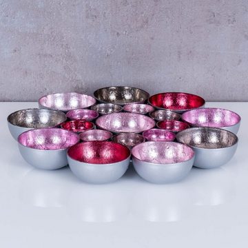 Levandeo® Teelichthalter, Teelichtschale 20x20cm Metall Pastell Pink Rosa Schale Teelichthalter