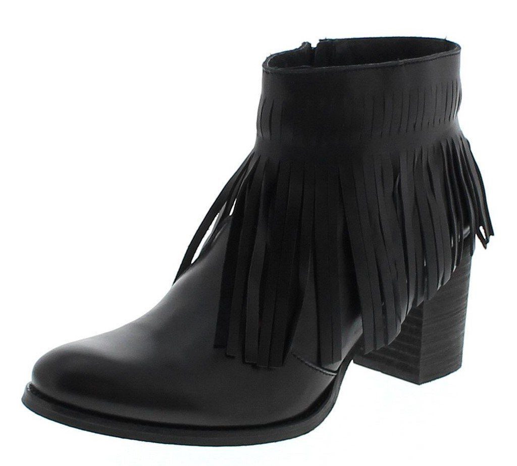 FB Fashion Boots »FW1013 Negro Damen Stiefelette mit Fransen Schwarz«  Stiefelette